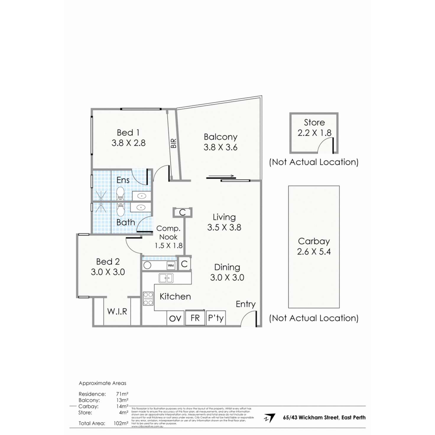 Floorplan of Homely apartment listing, 65/43 Wickham Street, East Perth WA 6004