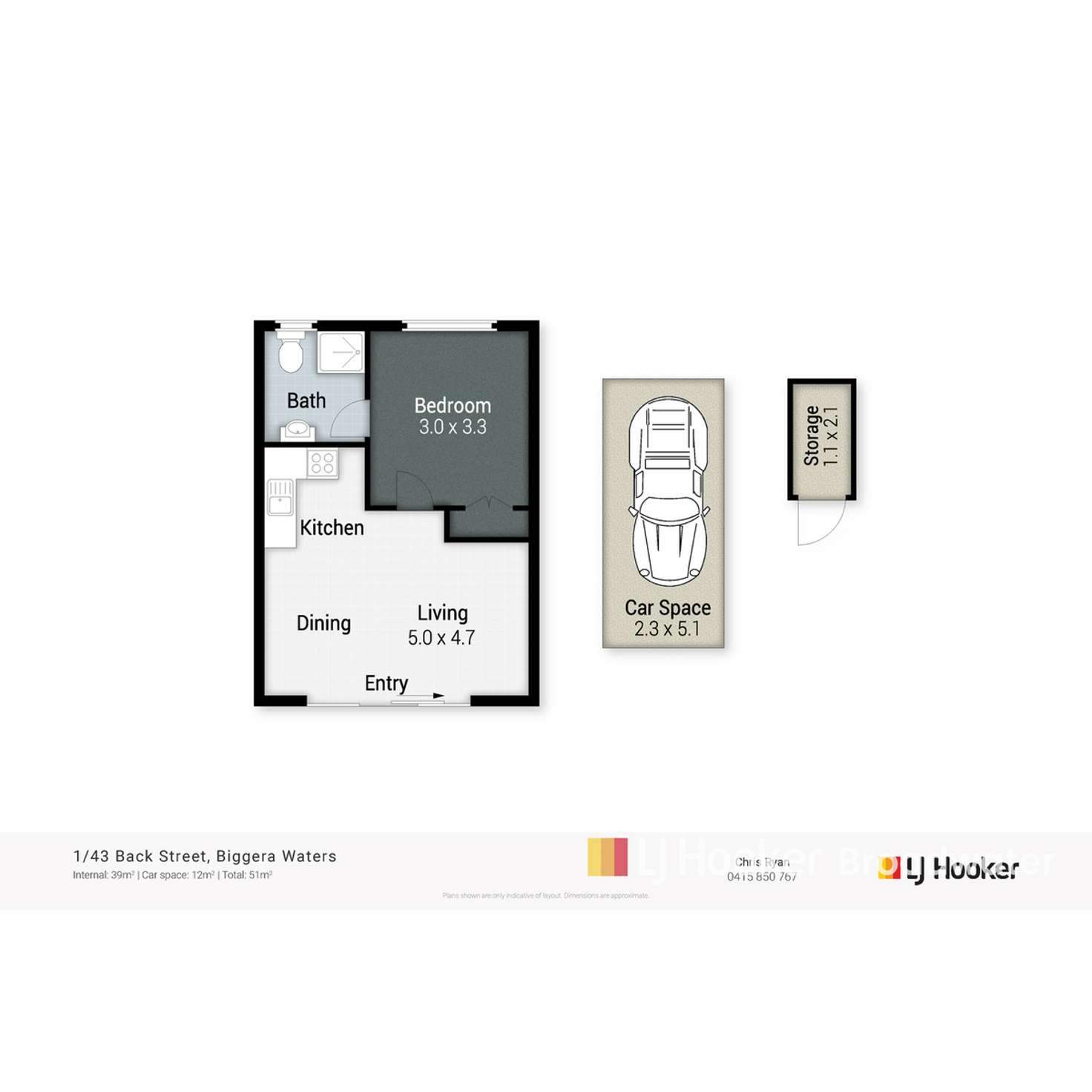 Floorplan of Homely unit listing, 1/43 Back Street, Biggera Waters QLD 4216