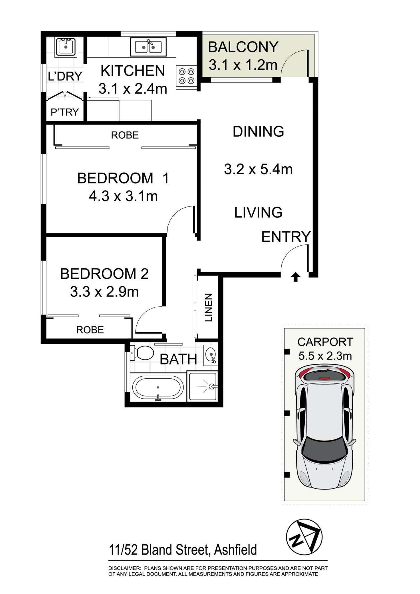 Floorplan of Homely apartment listing, 11/52 Bland Street, Ashfield NSW 2131