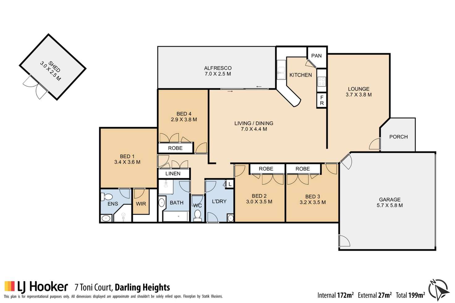 Floorplan of Homely house listing, 7 Toni Court, Darling Heights QLD 4350