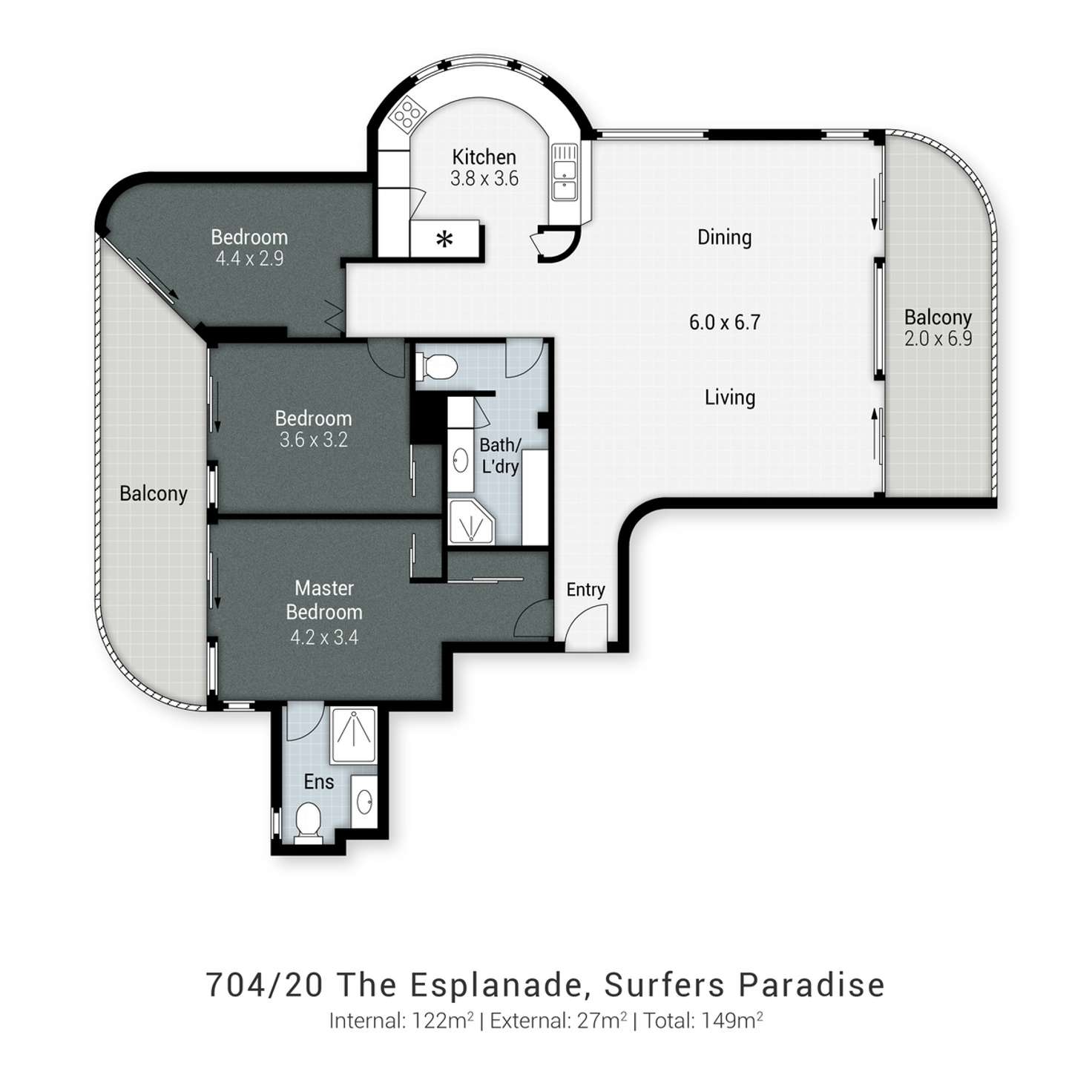 Floorplan of Homely apartment listing, 704/20 The Esplanade, Surfers Paradise QLD 4217