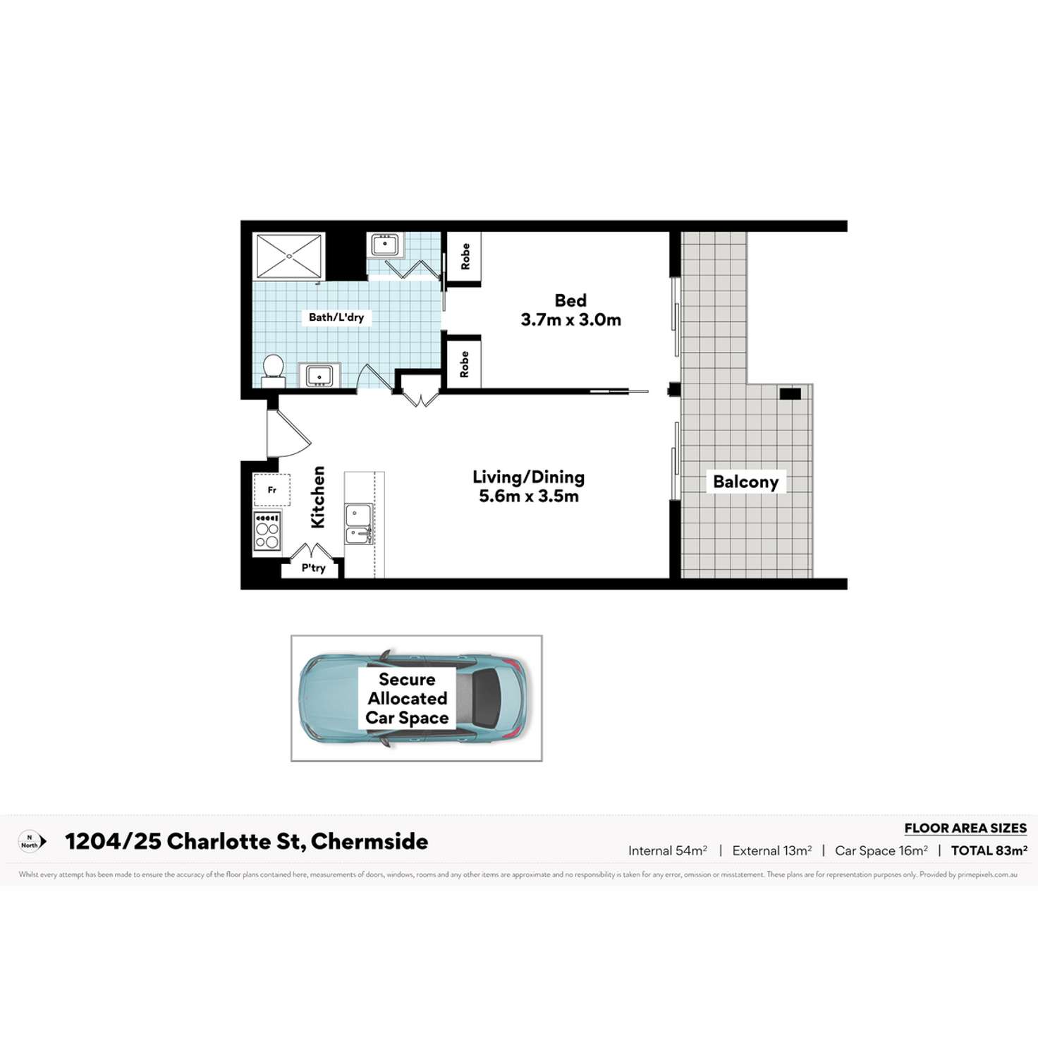 Floorplan of Homely unit listing, 1204/25 Charlotte Street, Chermside QLD 4032