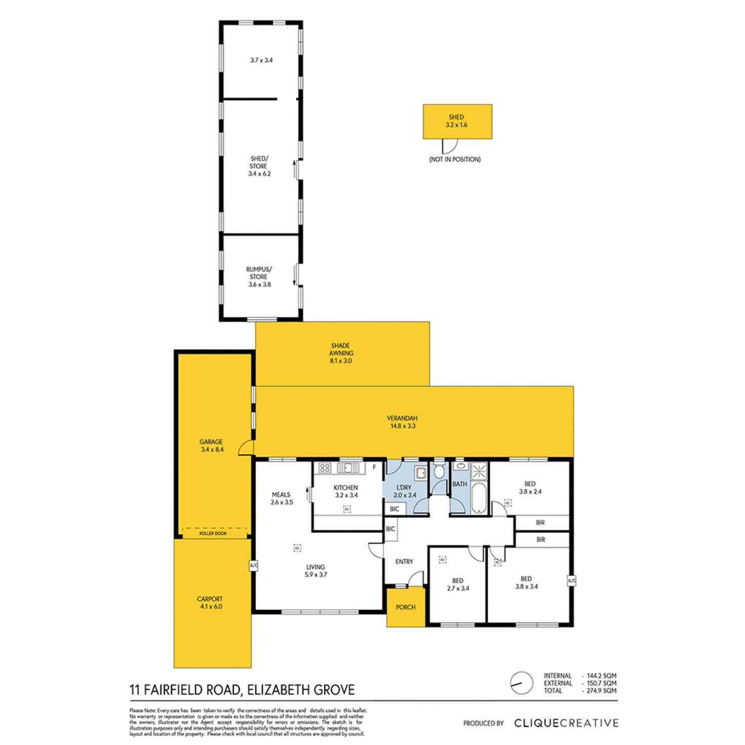 Floorplan of Homely house listing, 11 Fairfield Road, Elizabeth Grove SA 5112