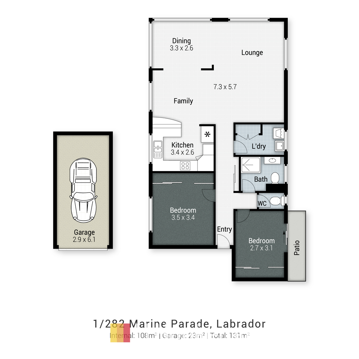 Floorplan of Homely apartment listing, 1/282 Marine Parade, Labrador QLD 4215