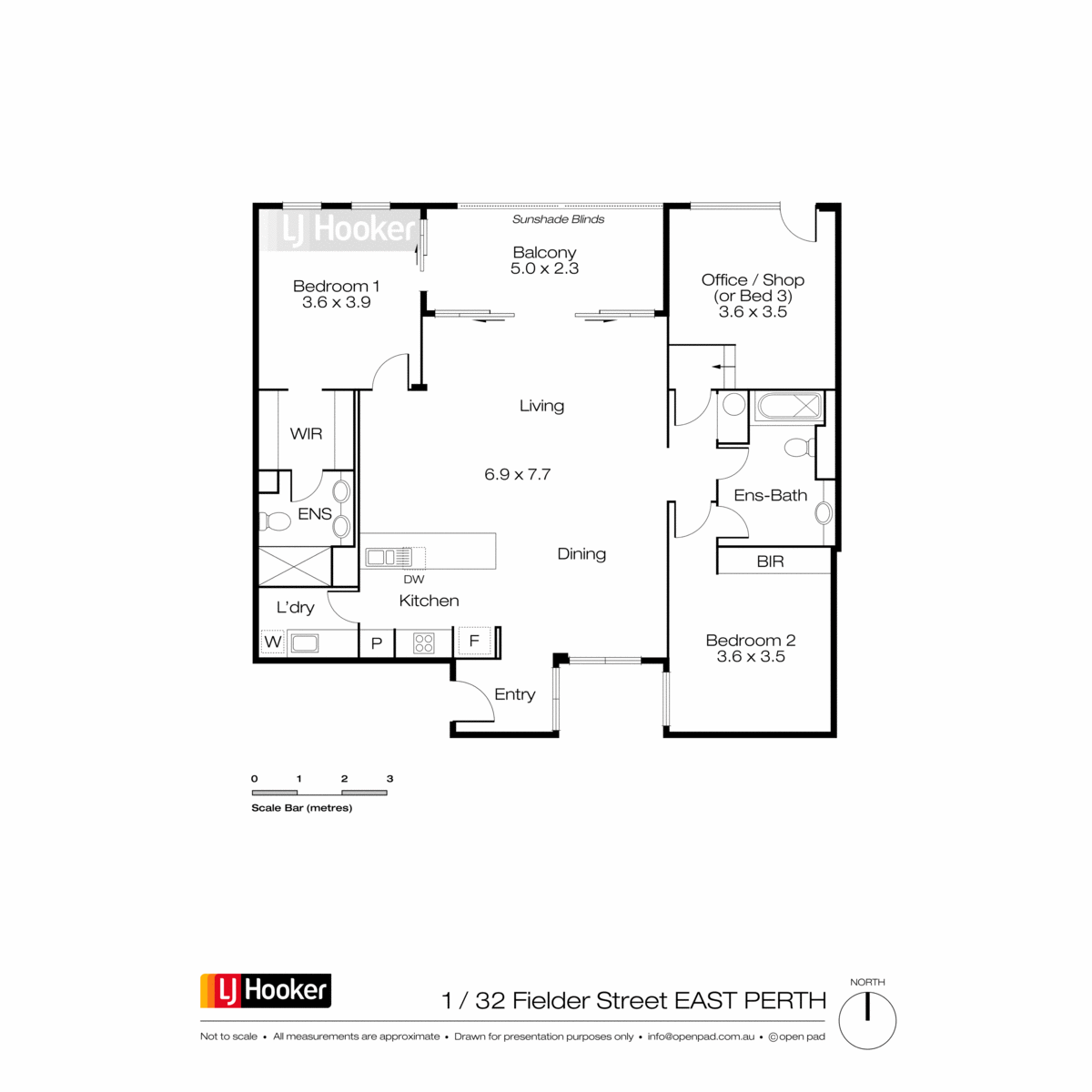 Floorplan of Homely apartment listing, 1/32 Fielder Street, East Perth WA 6004