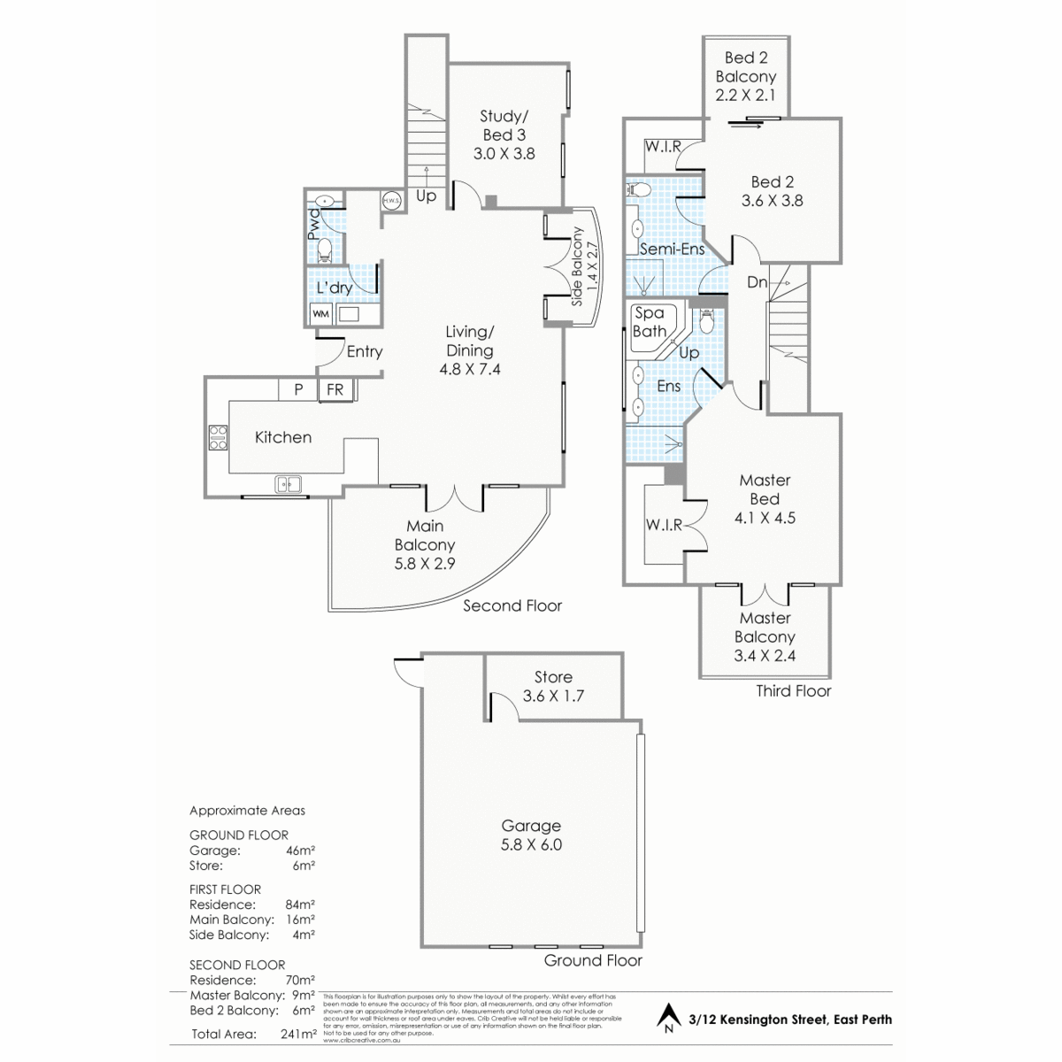 Floorplan of Homely apartment listing, 3/12 Kensington Street, East Perth WA 6004