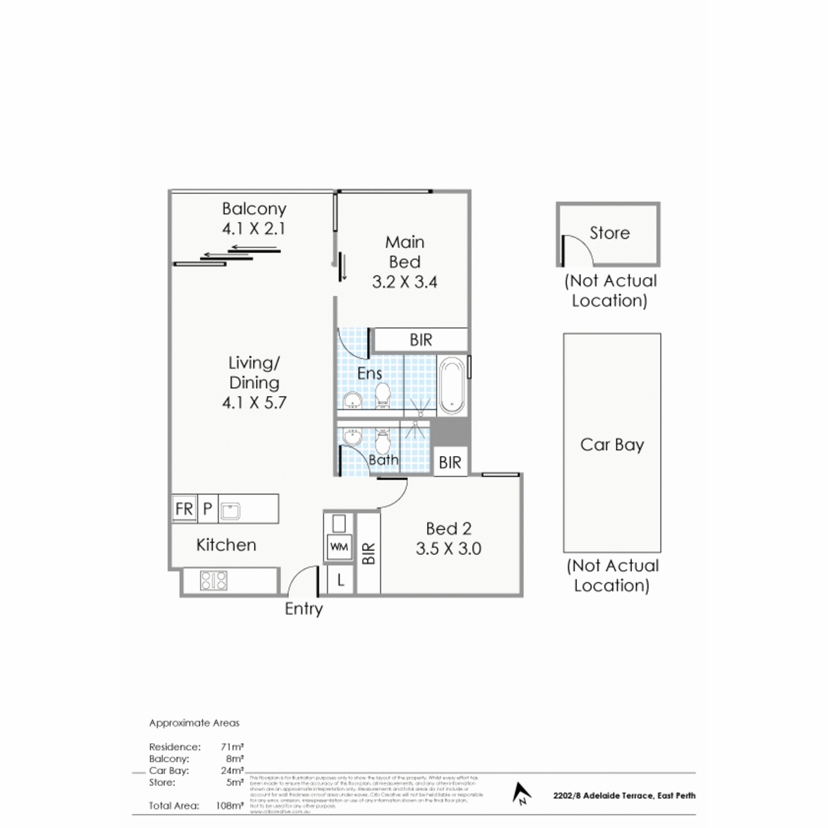 Floorplan of Homely apartment listing, 2202/8 Adelaide Terrace, East Perth WA 6004
