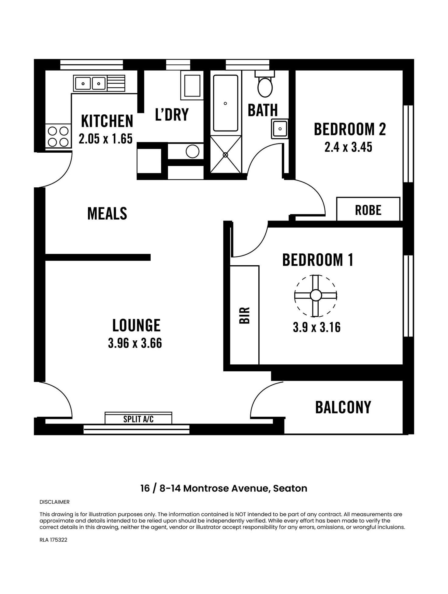 Floorplan of Homely unit listing, 16/8-14 Montrose Avenue, Seaton SA 5023