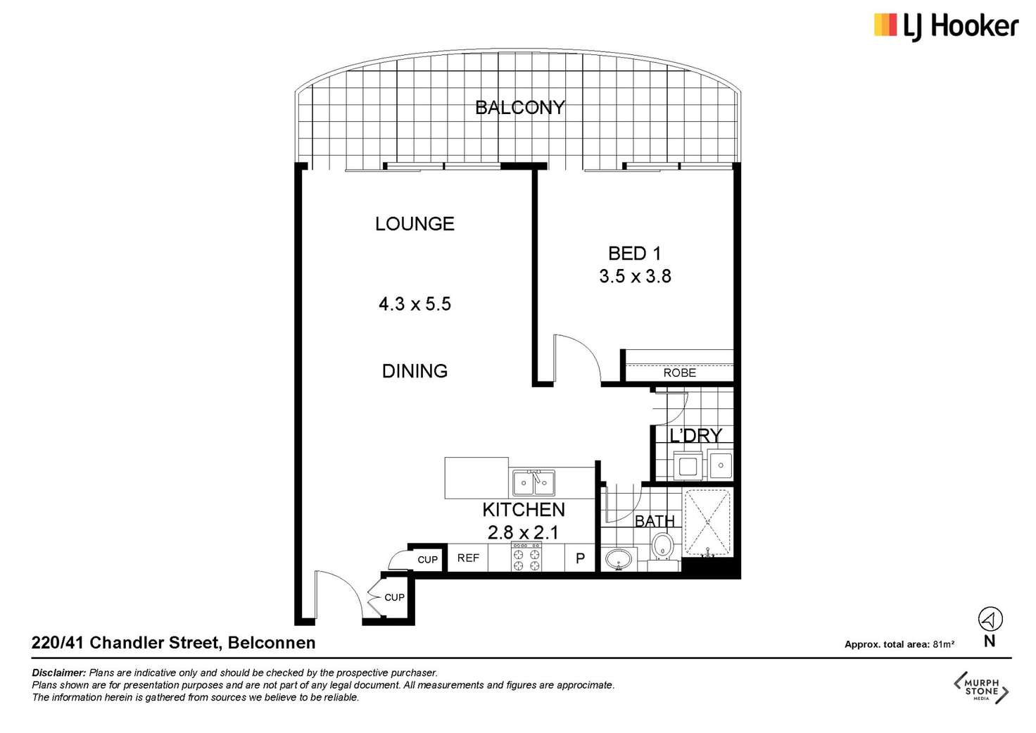 Floorplan of Homely unit listing, 220/41 Chandler Street, Belconnen ACT 2617