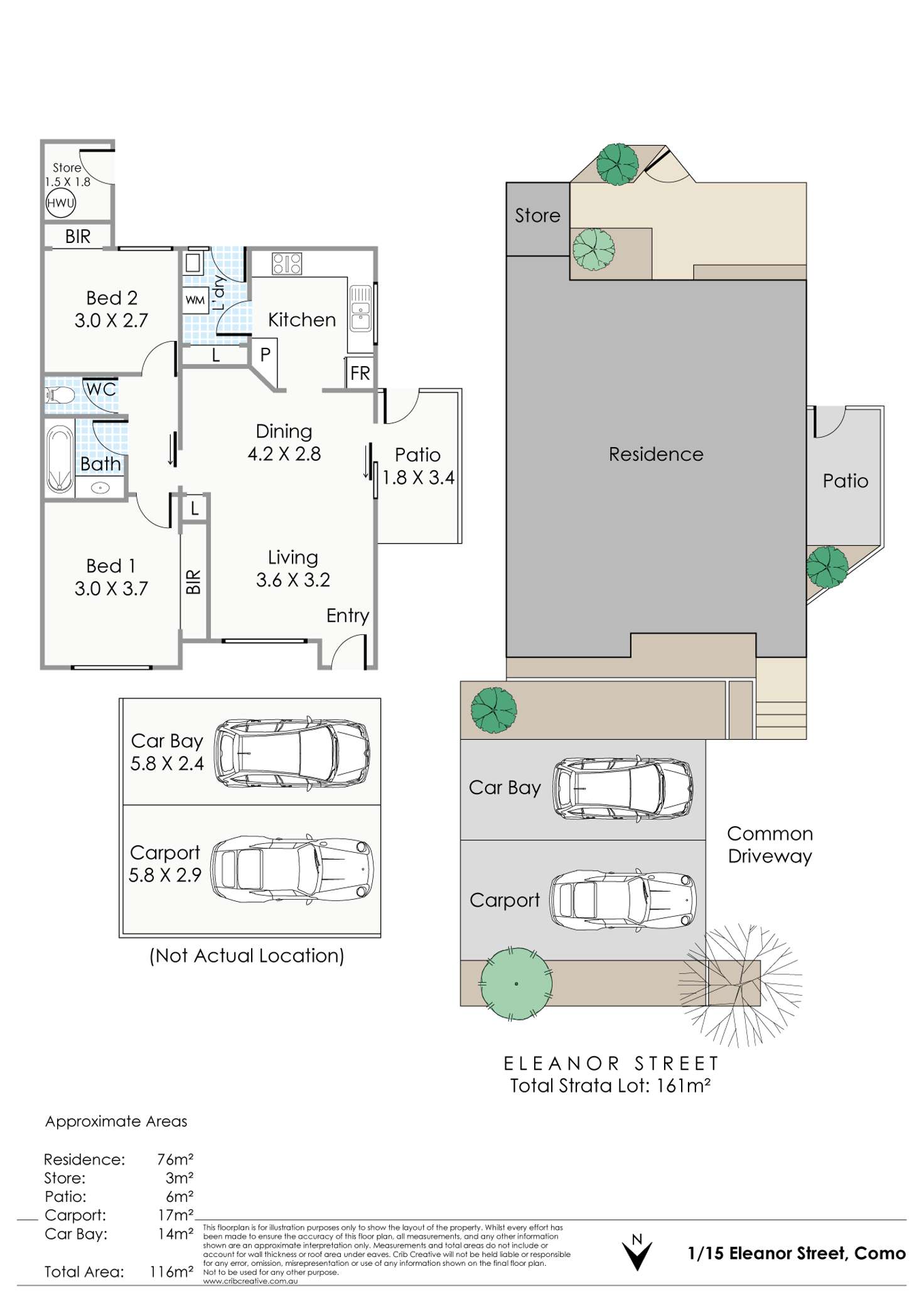 Floorplan of Homely villa listing, 1/15 Eleanor Street, Como WA 6152