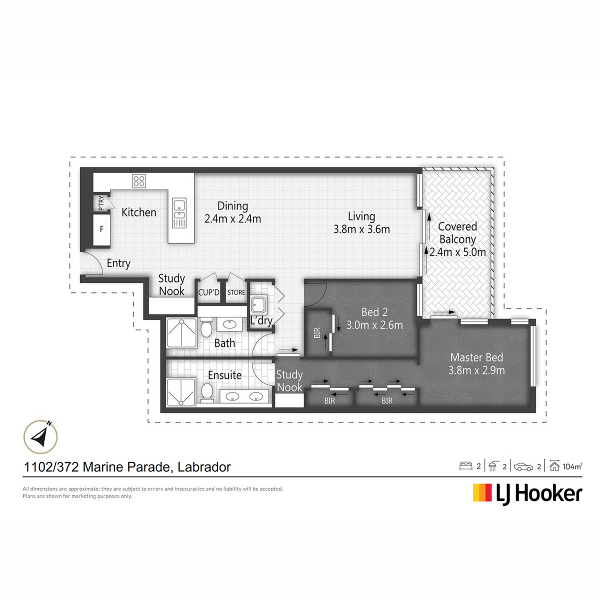 Floorplan of Homely apartment listing, 1102/372-374 Marine Parade, Labrador QLD 4215