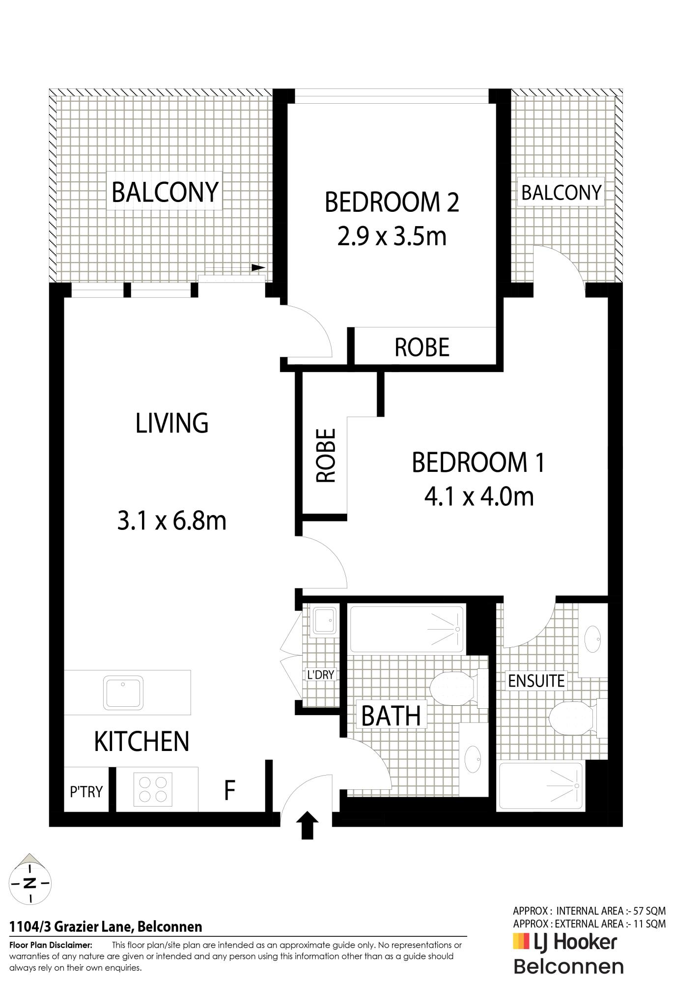 Floorplan of Homely unit listing, 1104/3 Grazier Lane, Belconnen ACT 2617
