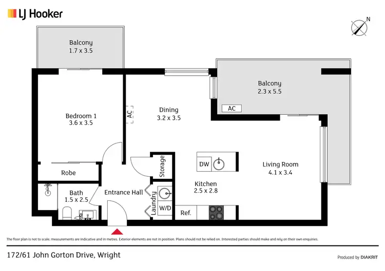 Floorplan of Homely apartment listing, 172/61 John Gorton Drive, Wright ACT 2611
