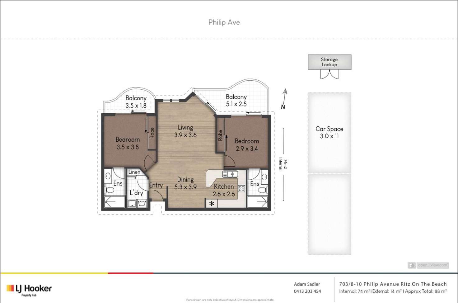 Floorplan of Homely unit listing, 703/8 Philip Avenue, Broadbeach QLD 4218