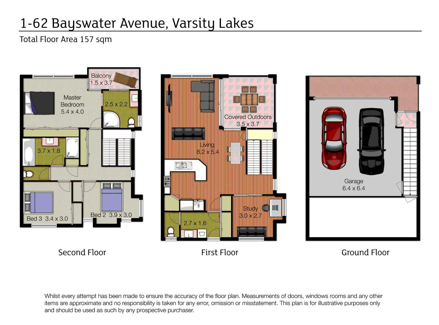 Floorplan of Homely townhouse listing, 1/62 Bayswater Avenue, Varsity Lakes QLD 4227