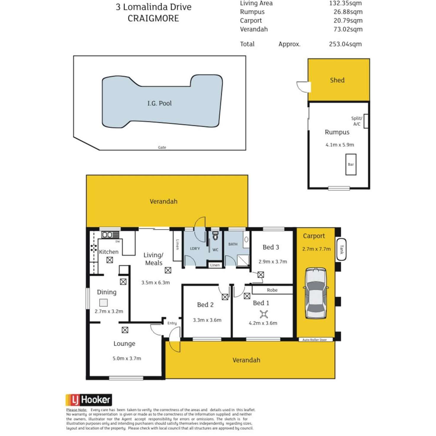 Floorplan of Homely house listing, 3 Lomalinda Drive, Craigmore SA 5114