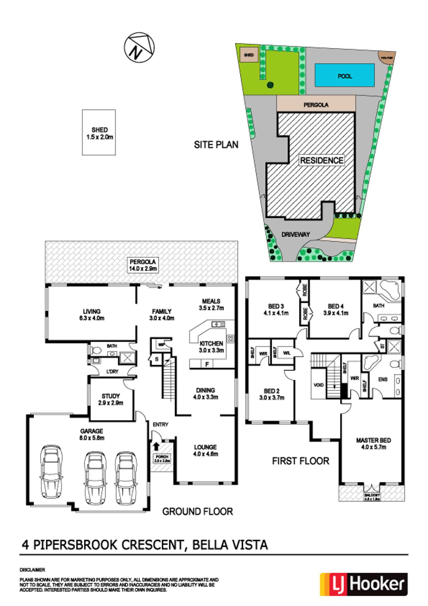 Floorplan of Homely house listing, 4 Pipersbrook Crescent, Bella Vista NSW 2153