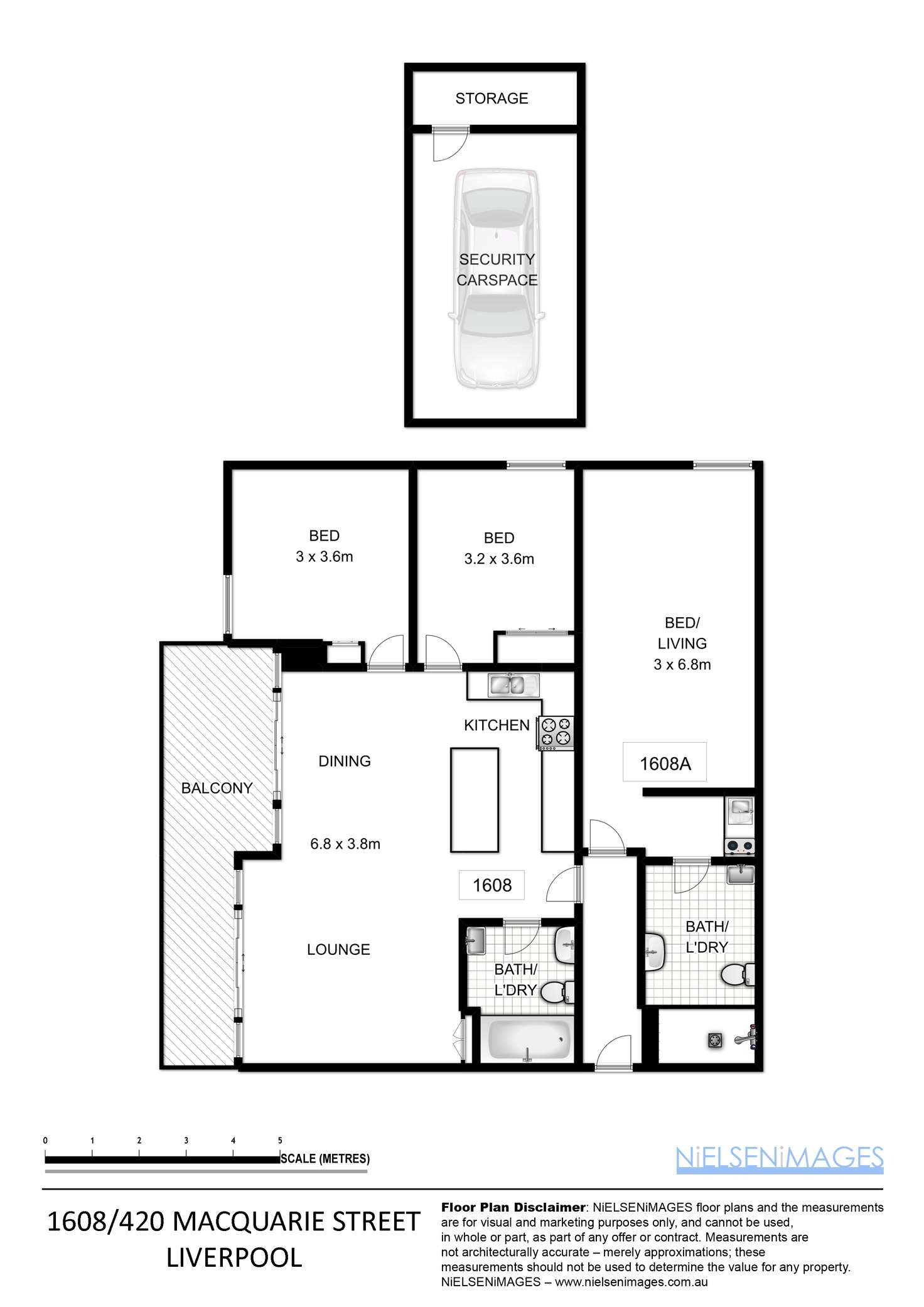 Floorplan of Homely unit listing, 1608/420 Macquarie Street, Liverpool NSW 2170