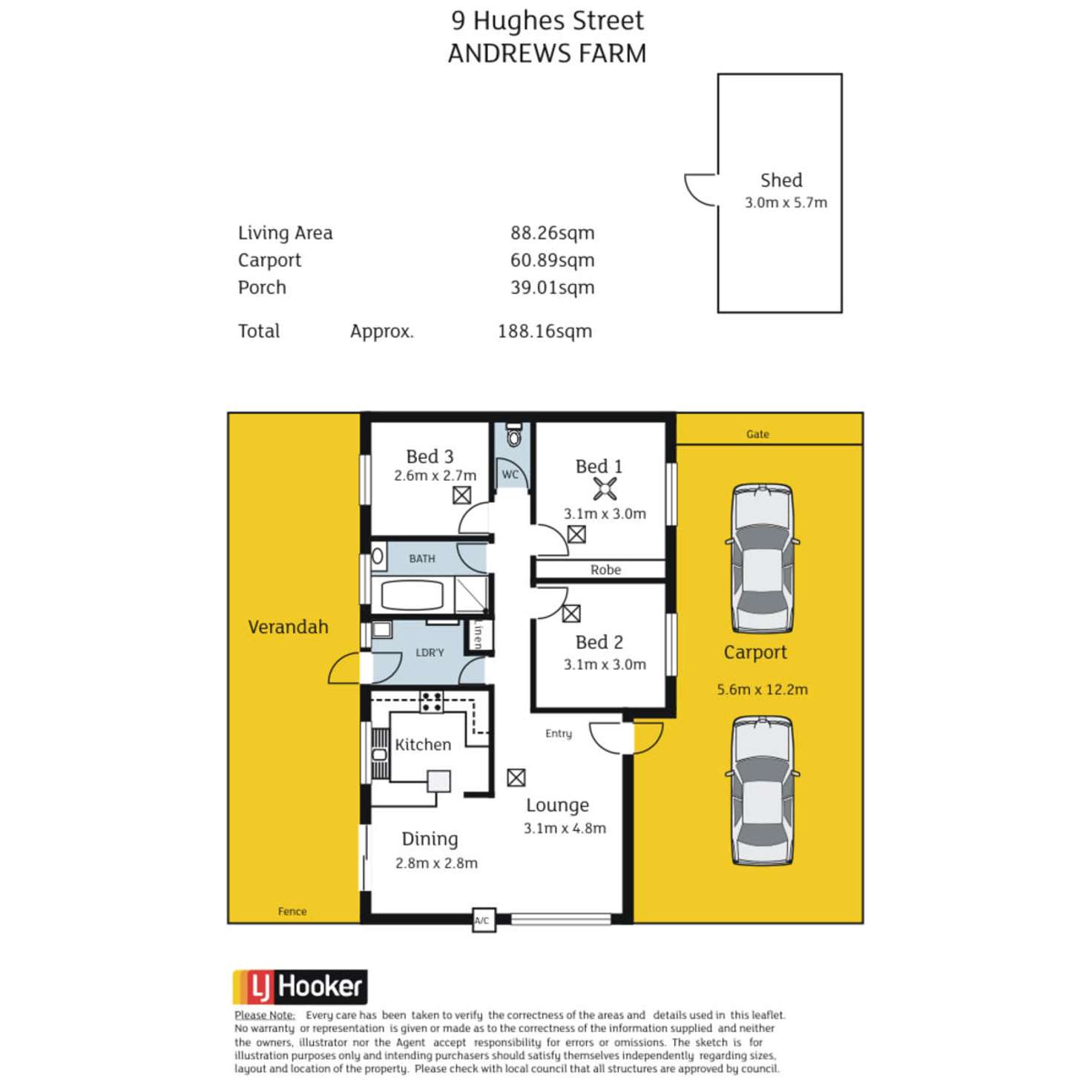 Floorplan of Homely house listing, 9 Hughes Street, Andrews Farm SA 5114