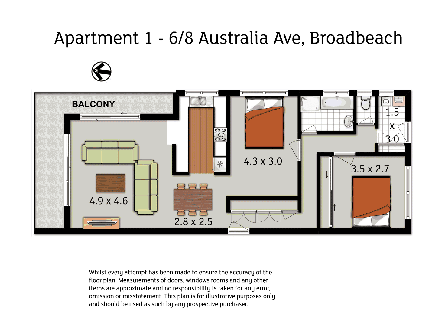 Floorplan of Homely unit listing, 1/6-8 Australia Avenue, Broadbeach QLD 4218