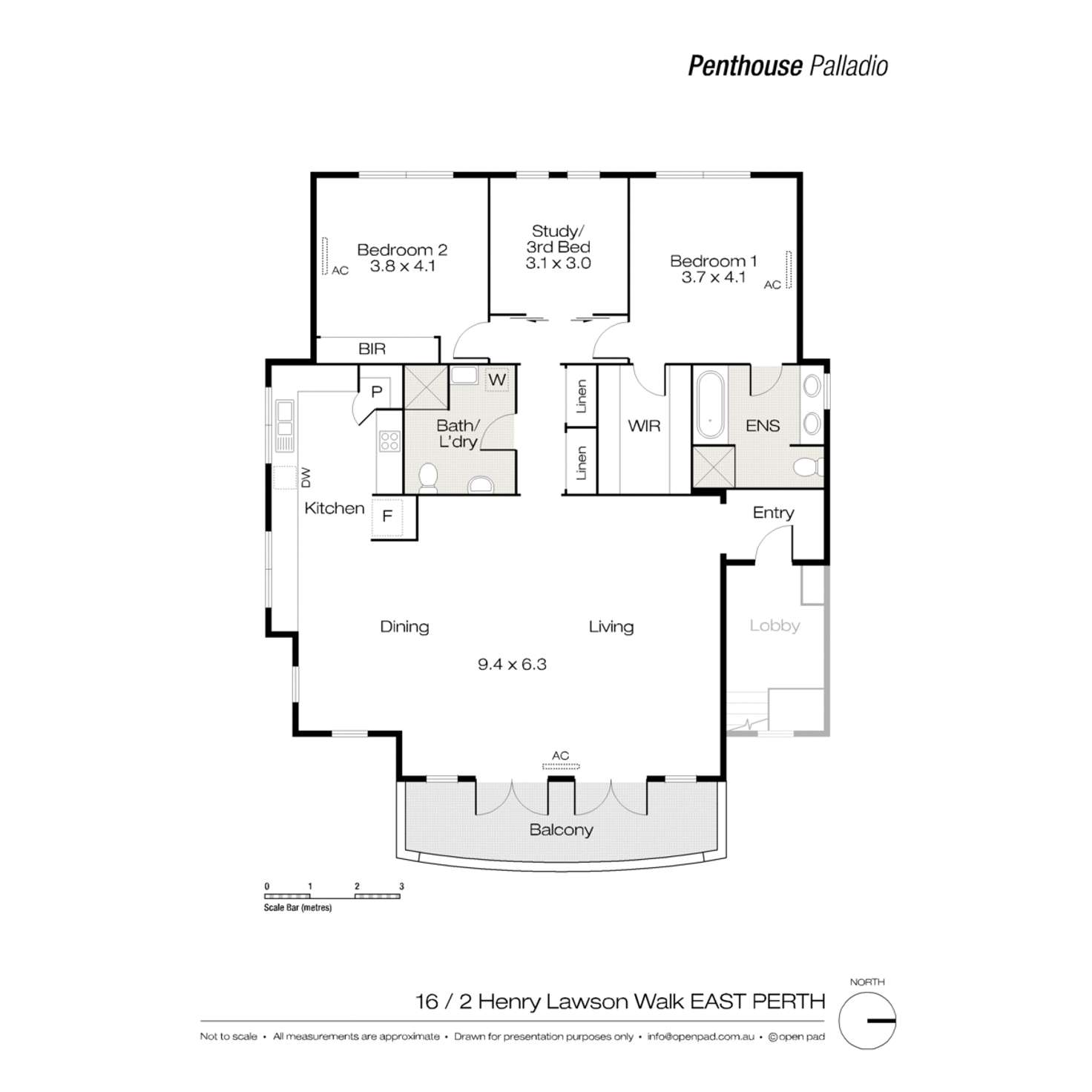 Floorplan of Homely apartment listing, 16/2 Henry Lawson Walk, East Perth WA 6004