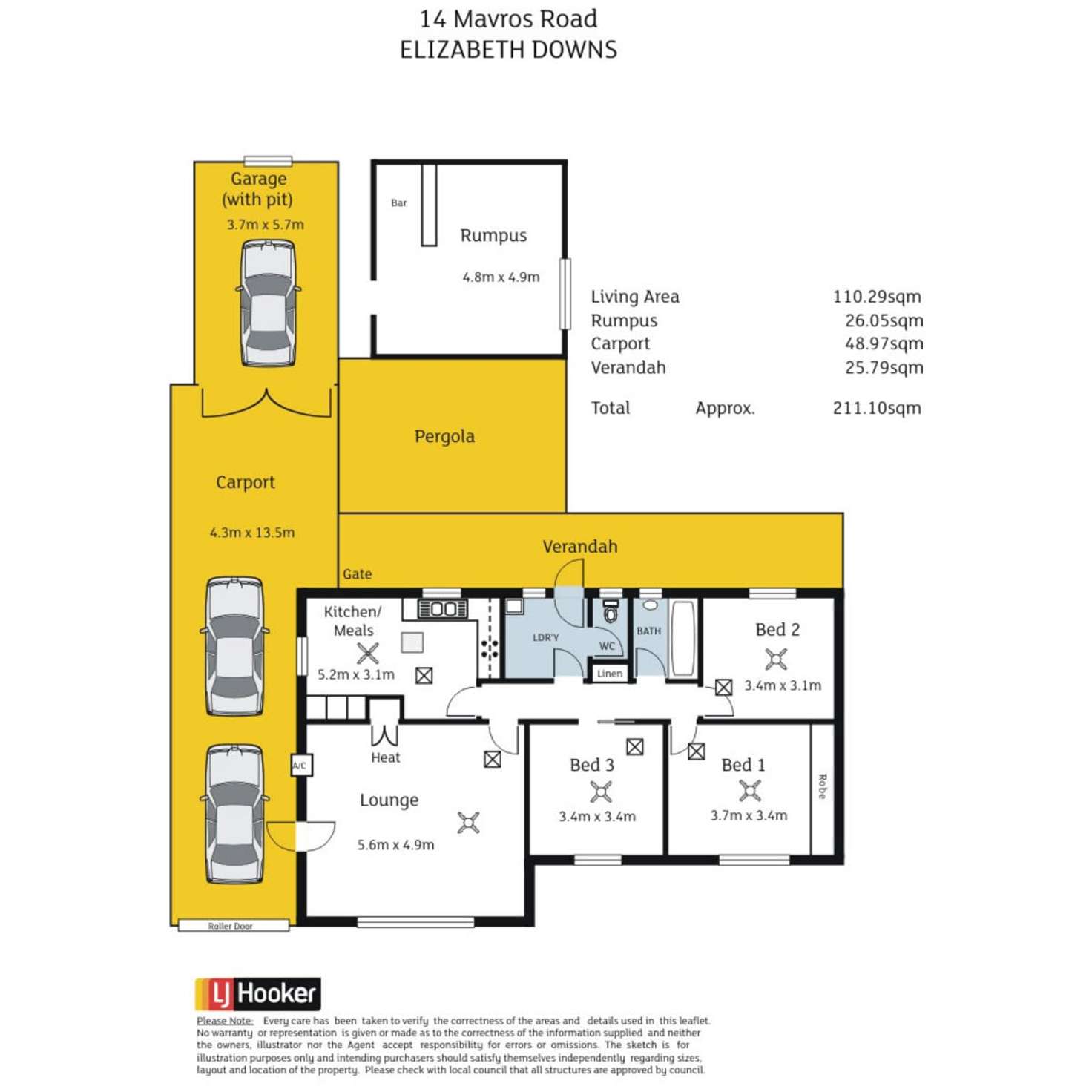 Floorplan of Homely house listing, 14 Mavros Road, Elizabeth Downs SA 5113