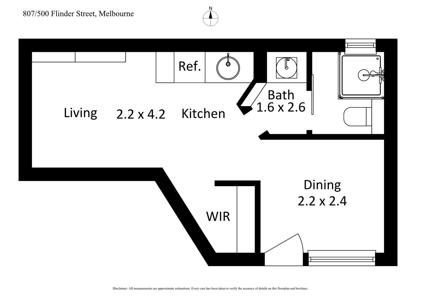 Floorplan of Homely apartment listing, 807/500 Flinders Street, Melbourne VIC 3000
