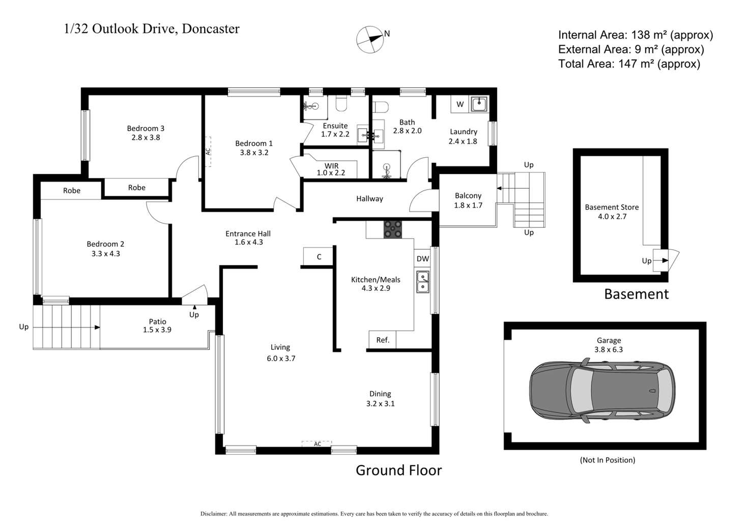 Floorplan of Homely townhouse listing, 1/32 Outlook Drive, Doncaster VIC 3108