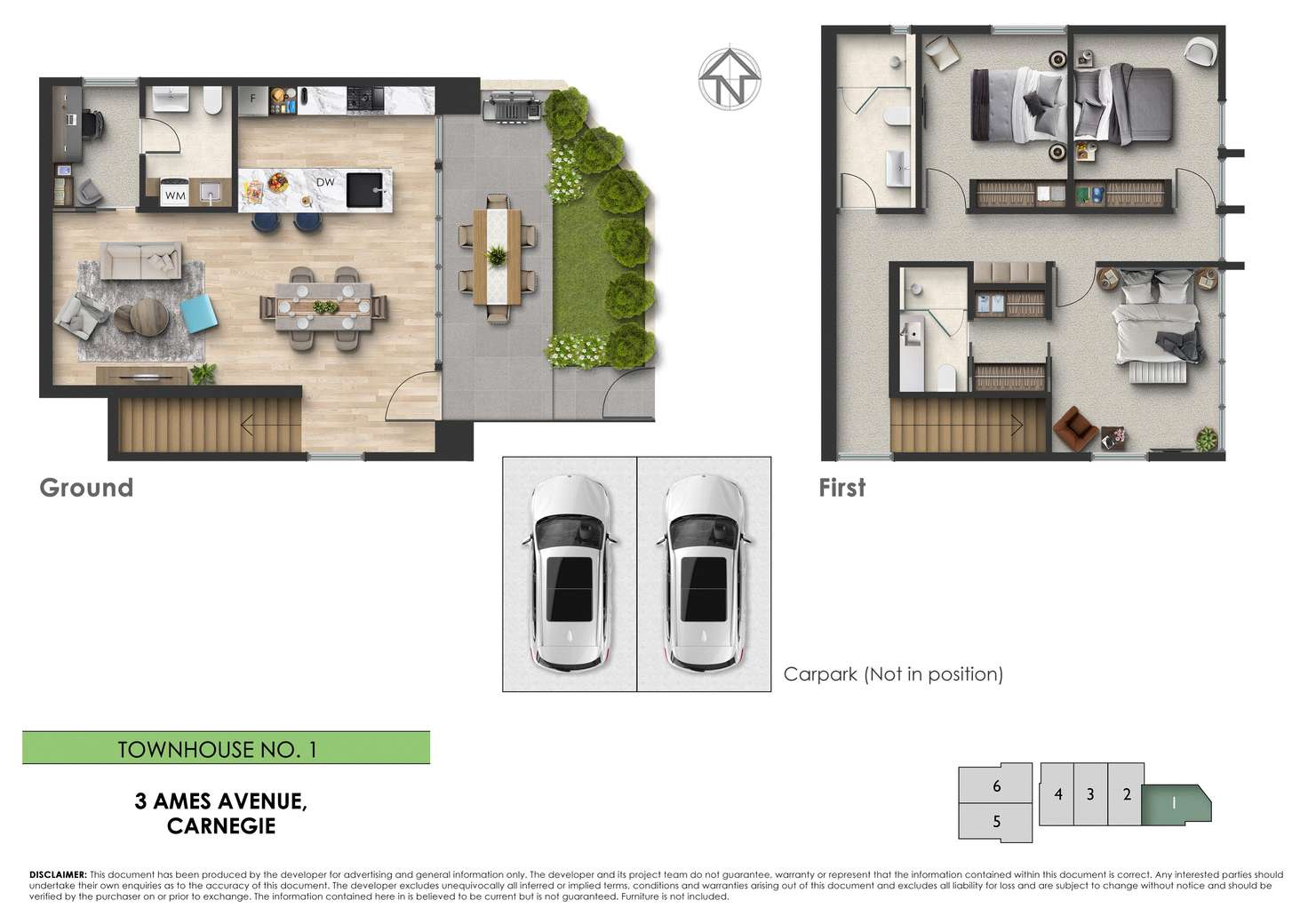 Floorplan of Homely townhouse listing, 3 Ames Avenue, Carnegie VIC 3163