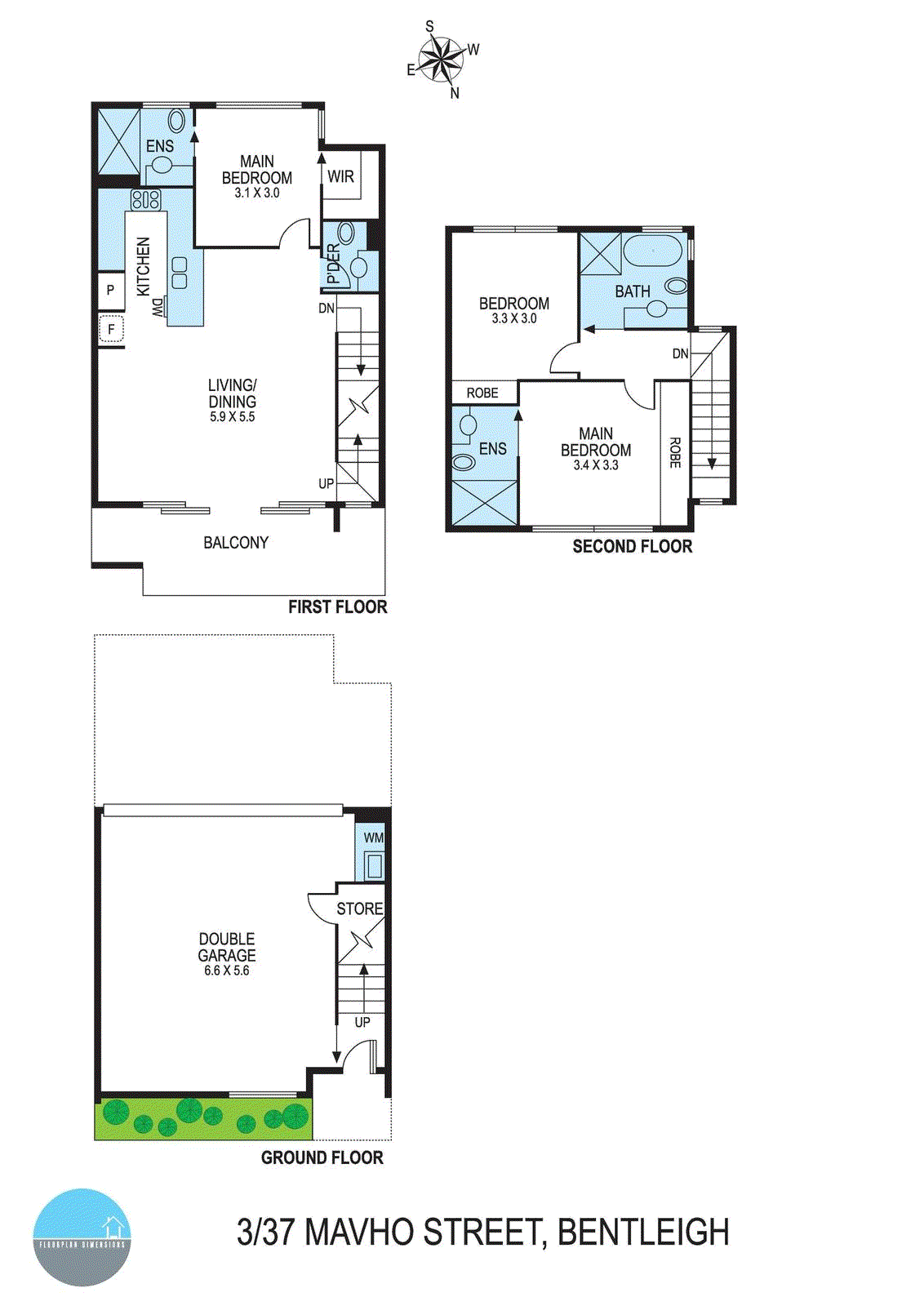 Floorplan of Homely townhouse listing, 3/37 Mavho Street, Bentleigh VIC 3204
