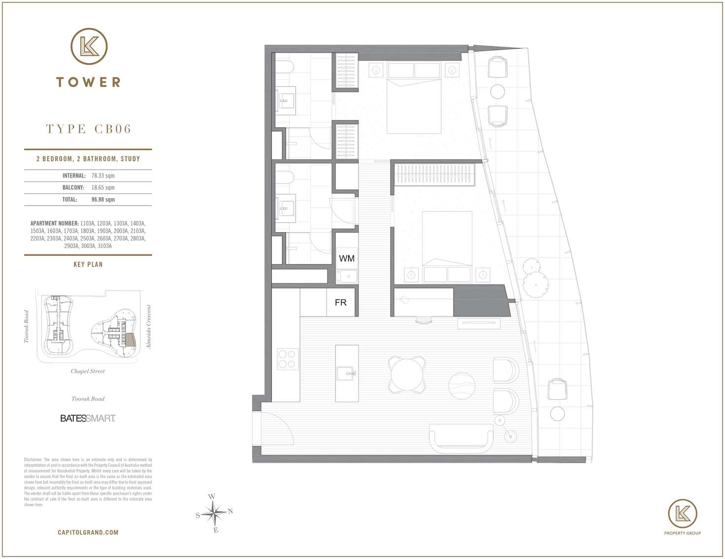 Floorplan of Homely apartment listing, 2303/1 Almeida Crescent, South Yarra VIC 3141