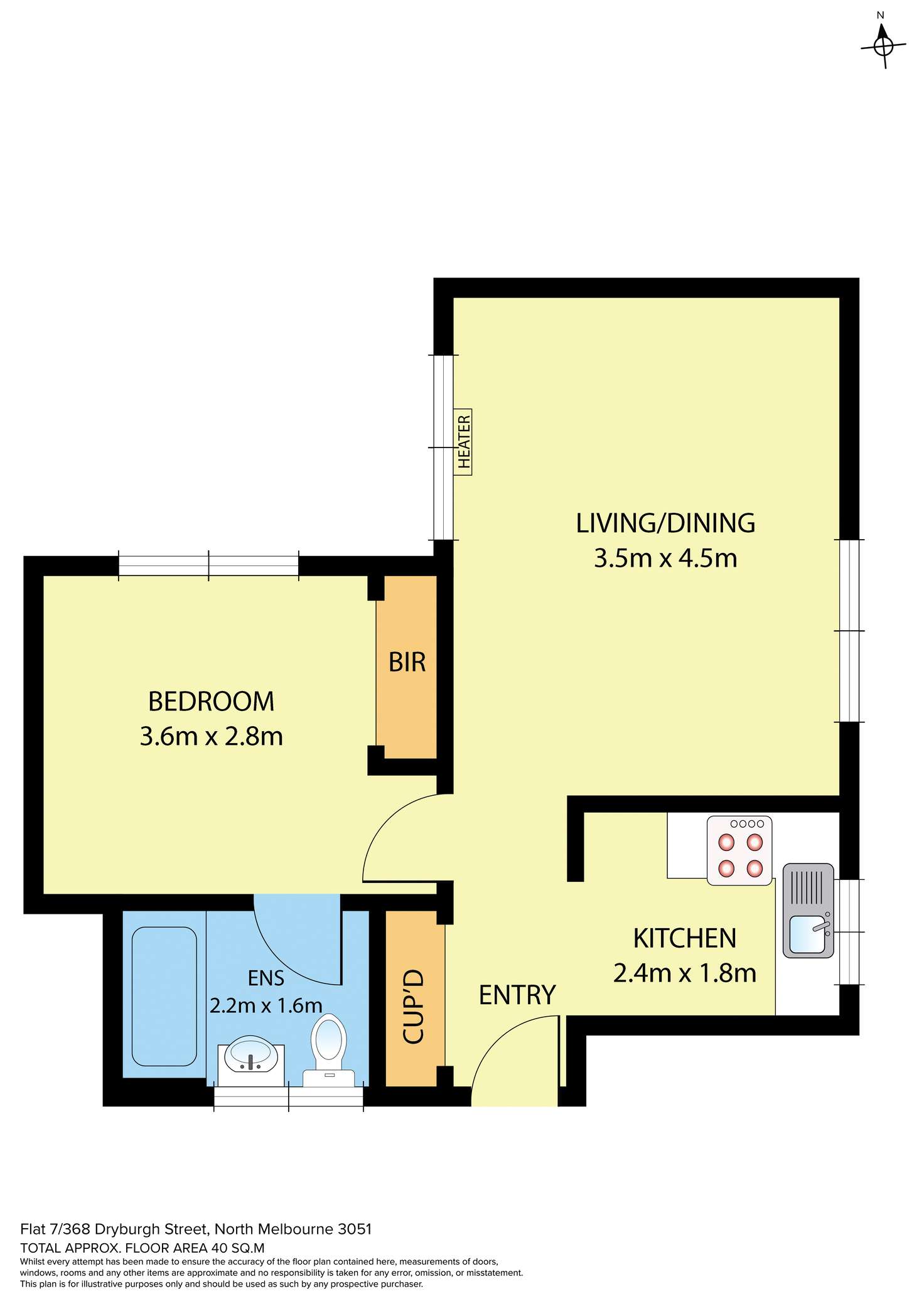 Floorplan of Homely apartment listing, 7/368 Dryburgh Street, North Melbourne VIC 3051