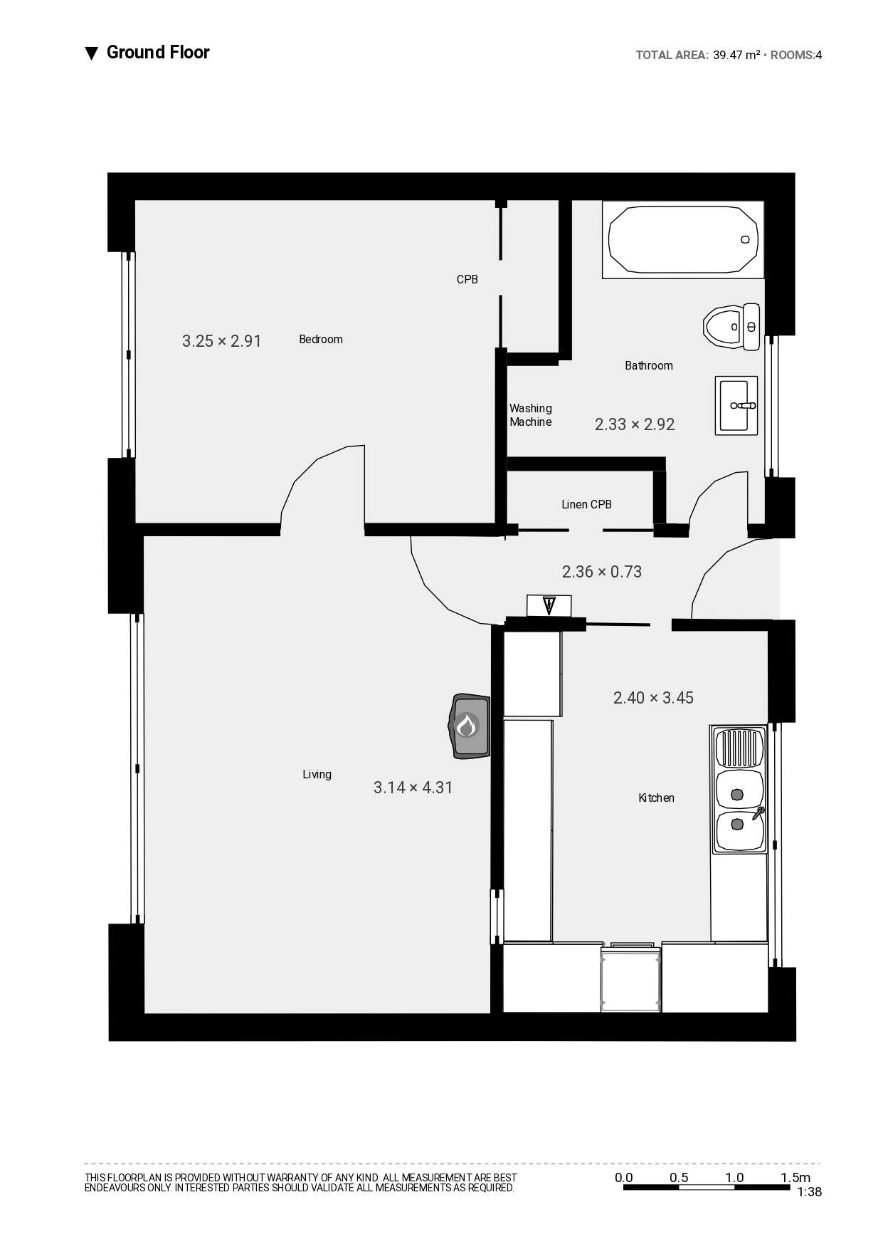 Floorplan of Homely apartment listing, 3/51 Brougham Street, North Melbourne VIC 3051