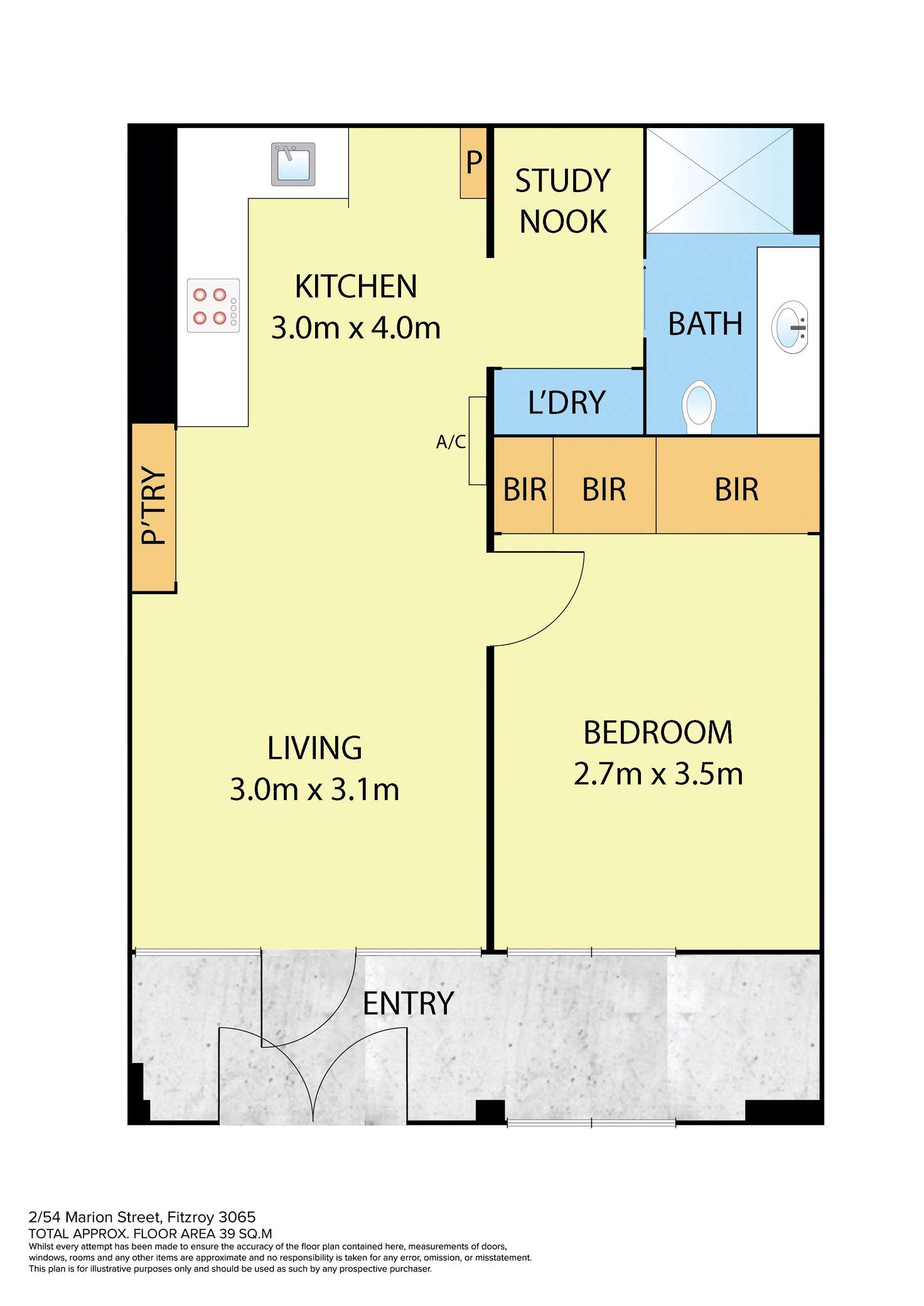 Floorplan of Homely apartment listing, 2/54 Marion Street, Fitzroy VIC 3065