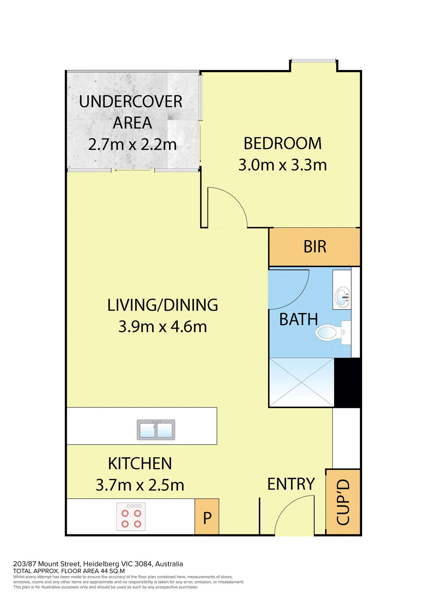 Floorplan of Homely apartment listing, 203/87 Mount Street, Heidelberg VIC 3084