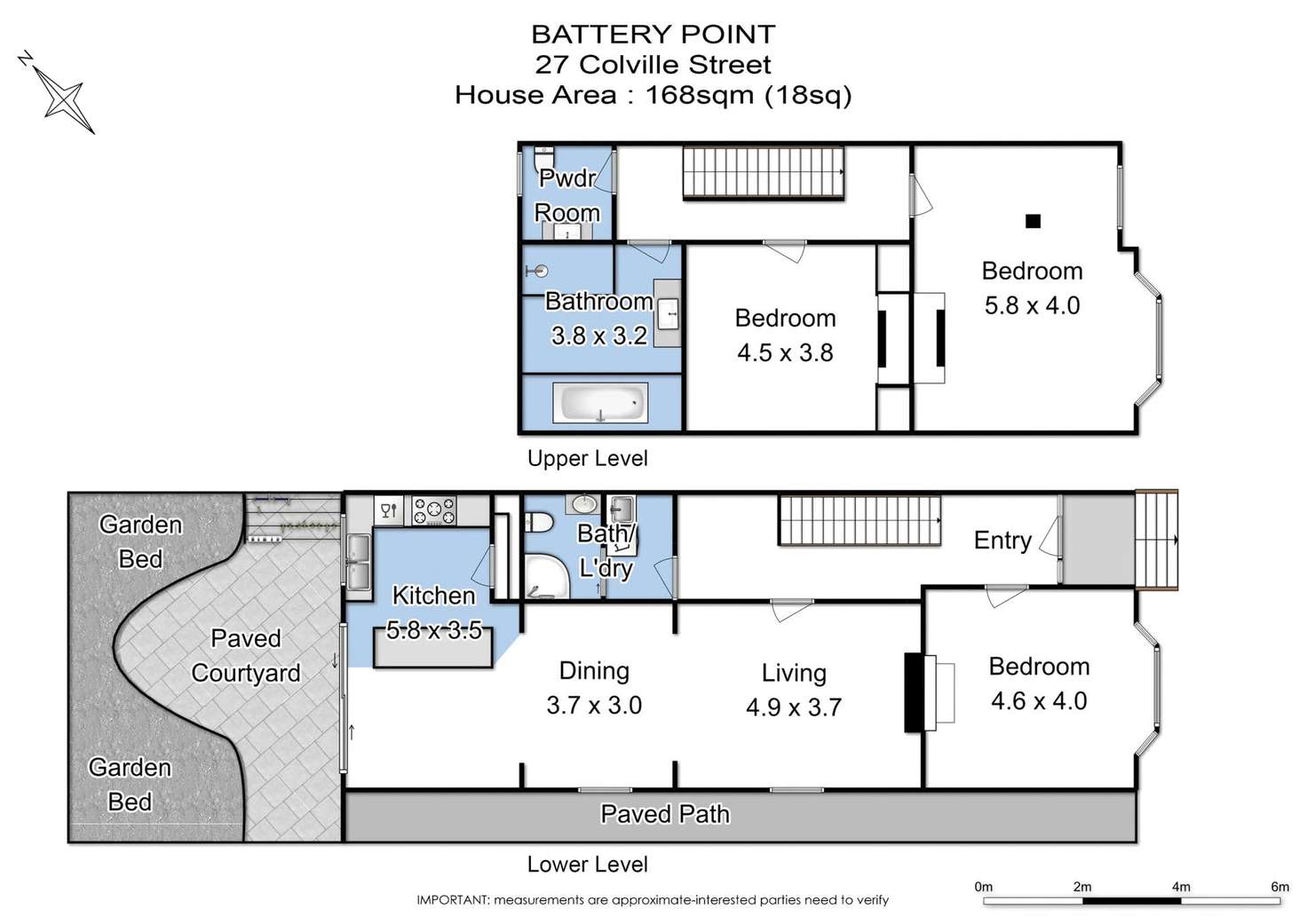 Floorplan of Homely terrace listing, 27 Colville Street, Battery Point TAS 7004