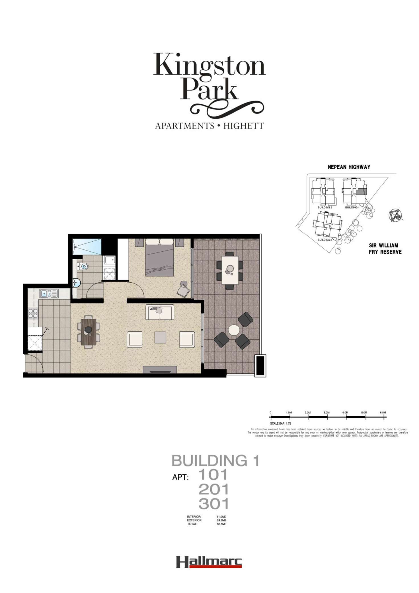 Floorplan of Homely apartment listing, 301/1148 Nepean  Highway, Highett VIC 3190