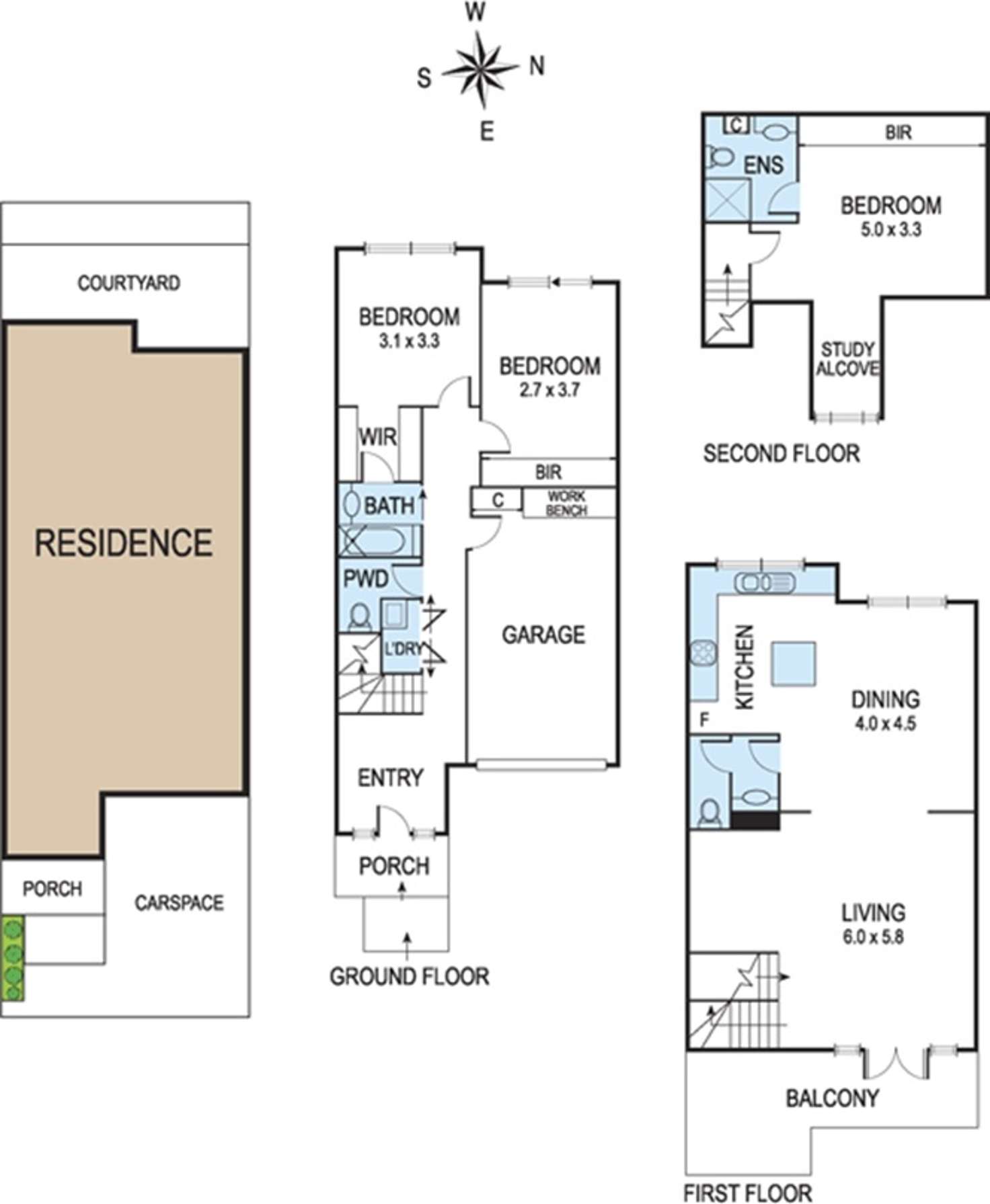 Floorplan of Homely townhouse listing, 57 Clifford Place, Clifton Hill VIC 3068