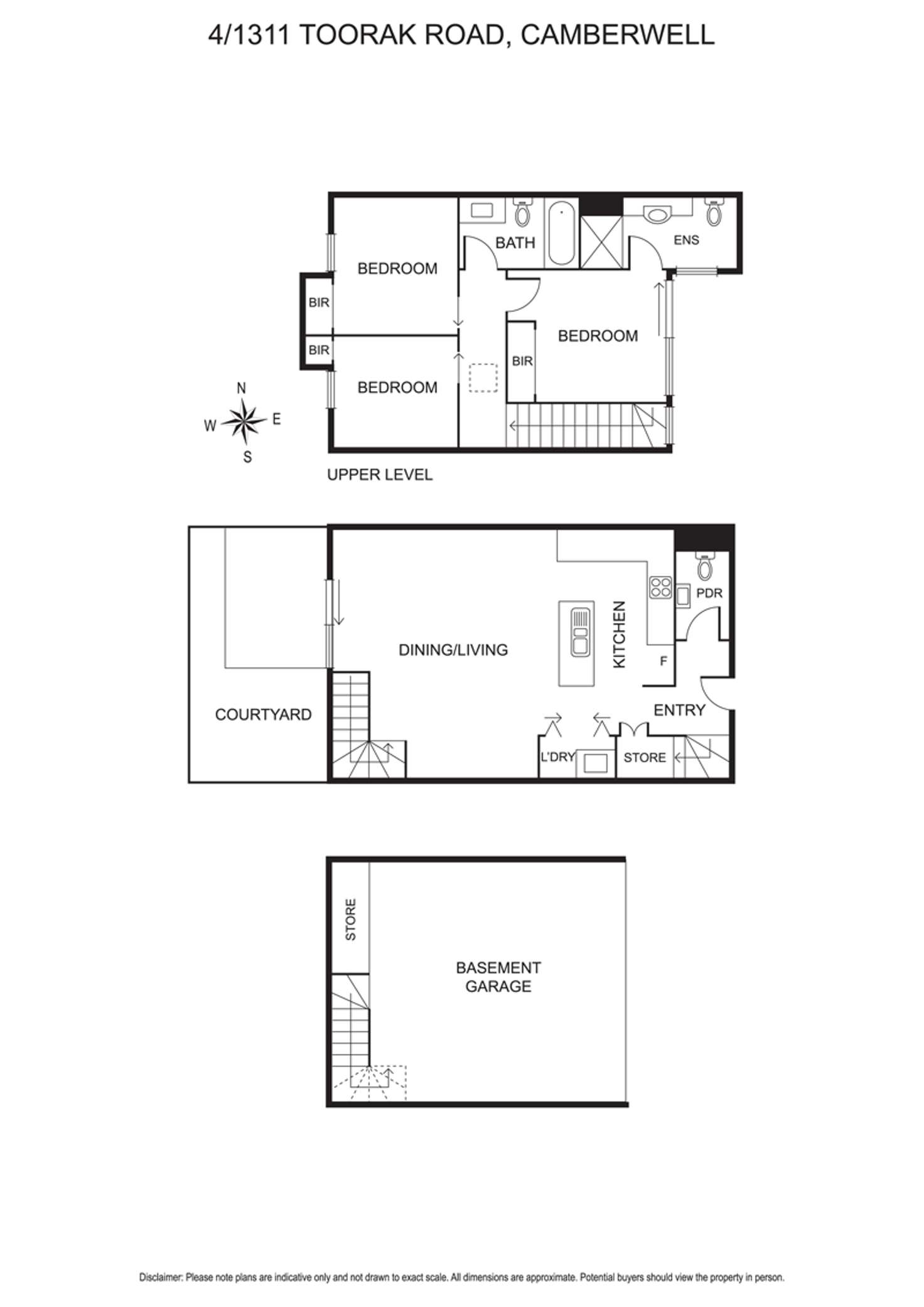 Floorplan of Homely townhouse listing, 4/1311 Toorak Road, Camberwell VIC 3124