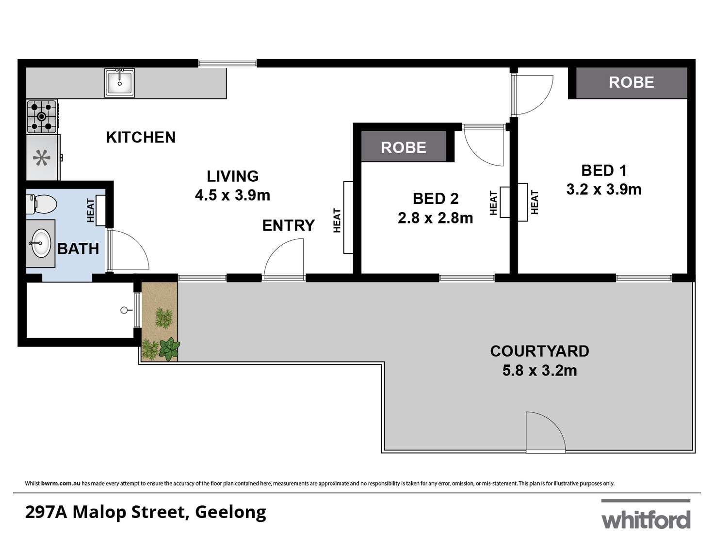 Floorplan of Homely townhouse listing, 297A Malop (cnr Pevensey Crs) Street, Geelong VIC 3220