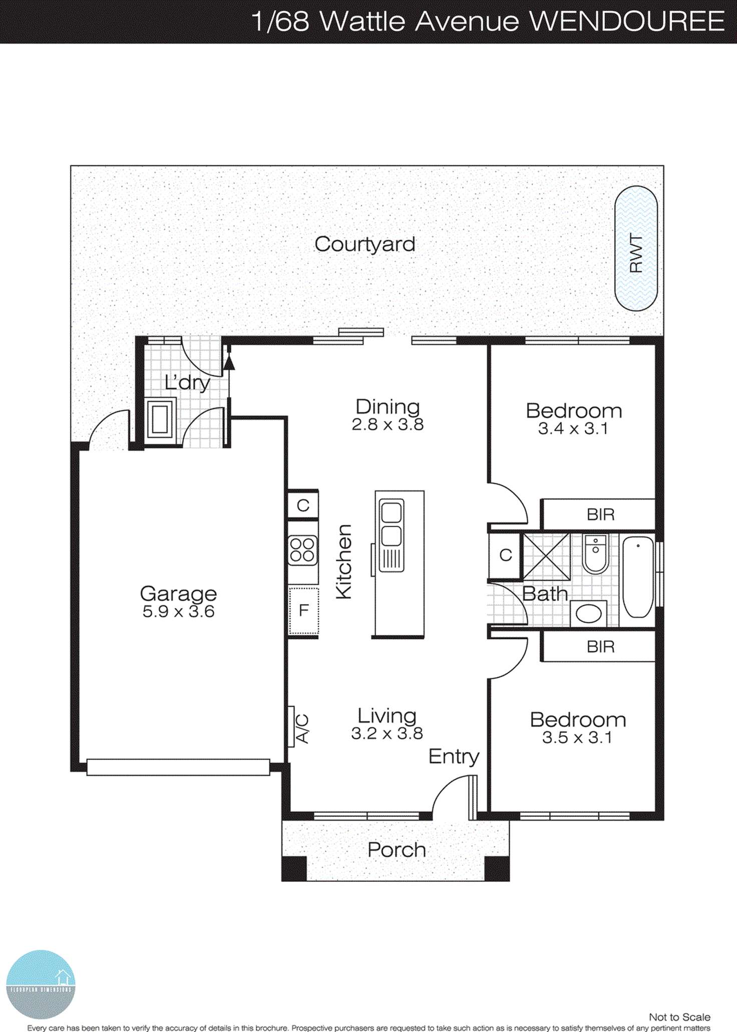 Floorplan of Homely unit listing, 1/68 Wattle Avenue, Wendouree VIC 3355