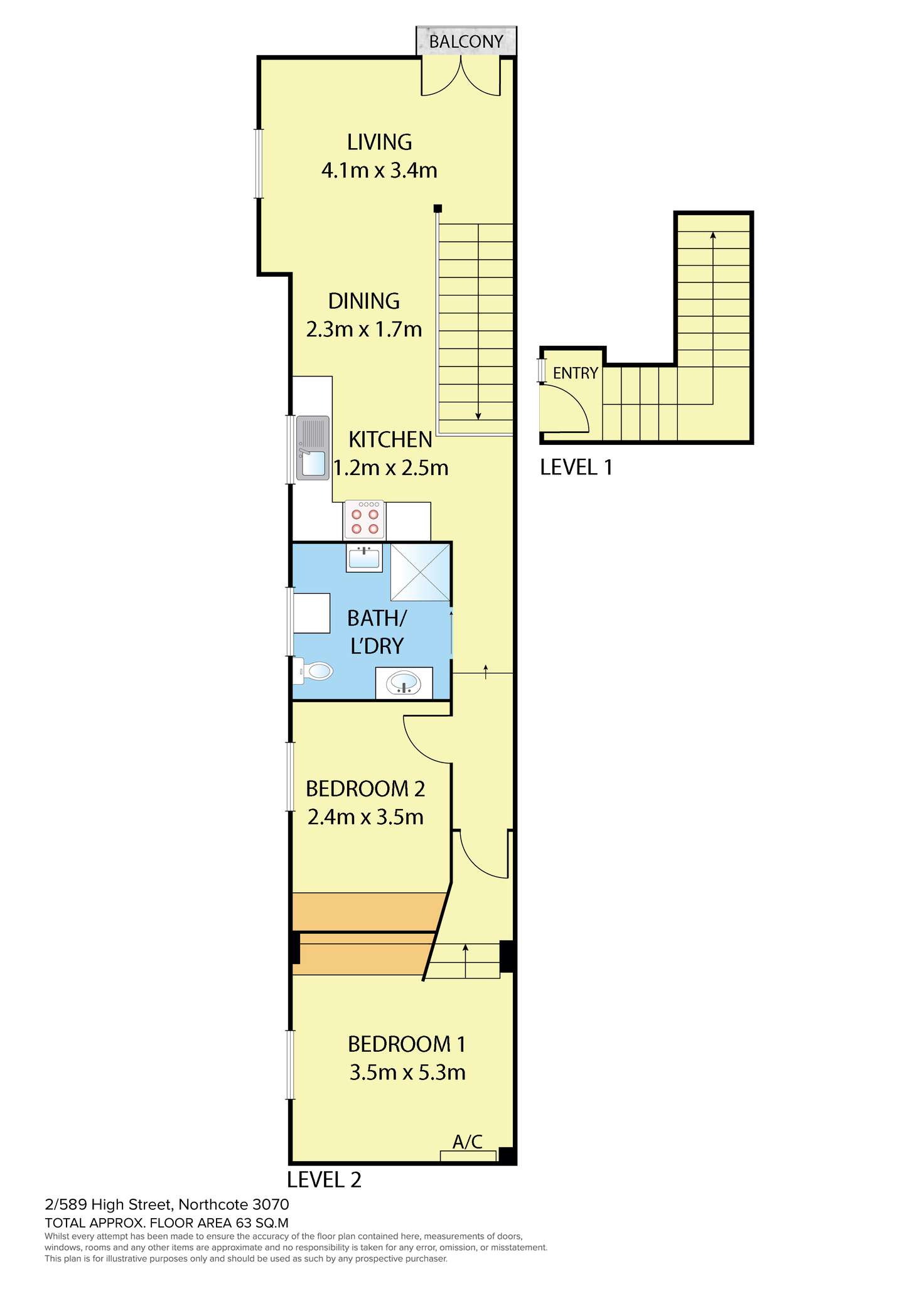 Floorplan of Homely apartment listing, 2/589 High Street, Northcote VIC 3070