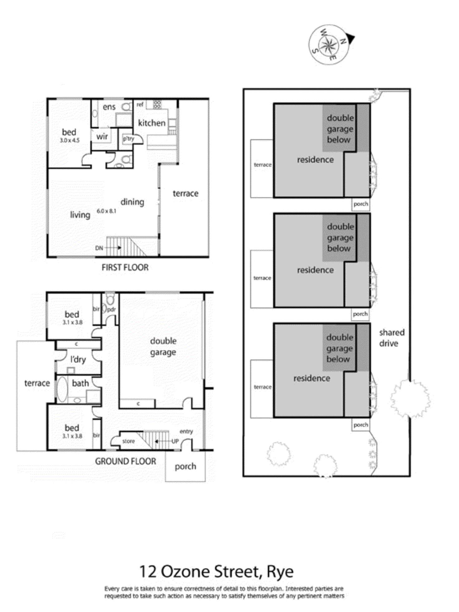 Floorplan of Homely townhouse listing, 3/12 Ozone Street, Rye VIC 3941