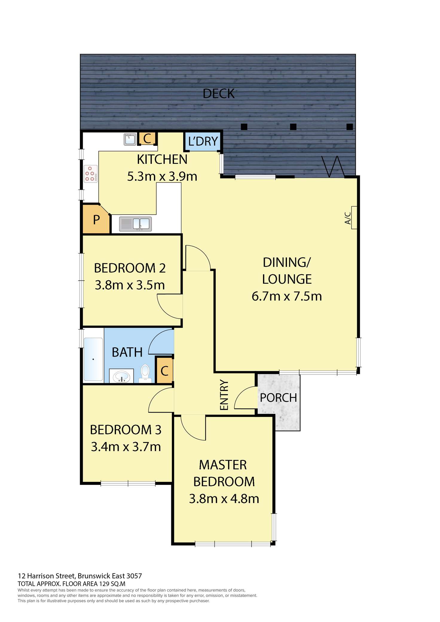 Floorplan of Homely house listing, 12 Harrison Street, Brunswick East VIC 3057