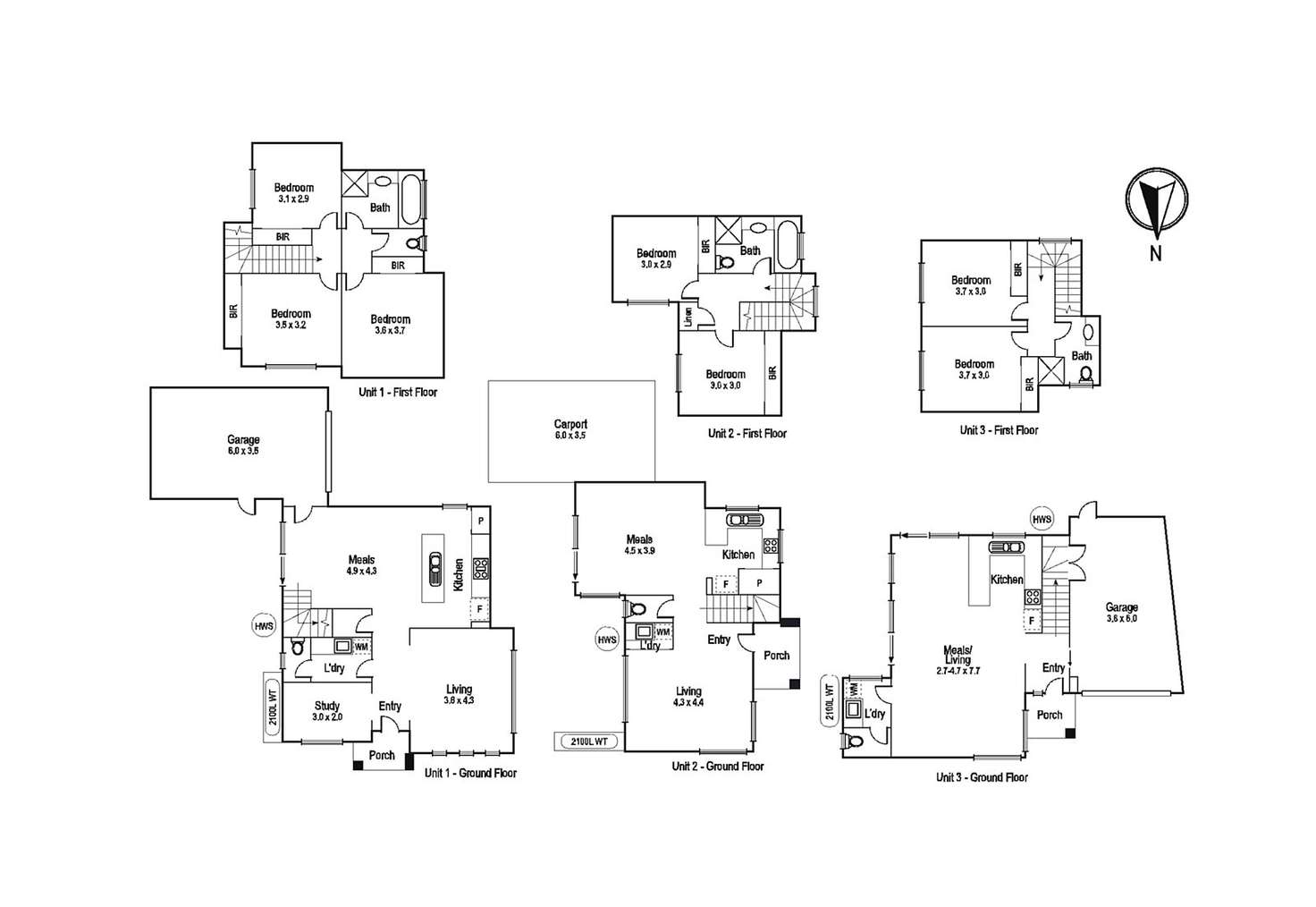 Floorplan of Homely townhouse listing, 1-3/5 Ebony Parade, Heidelberg West VIC 3081
