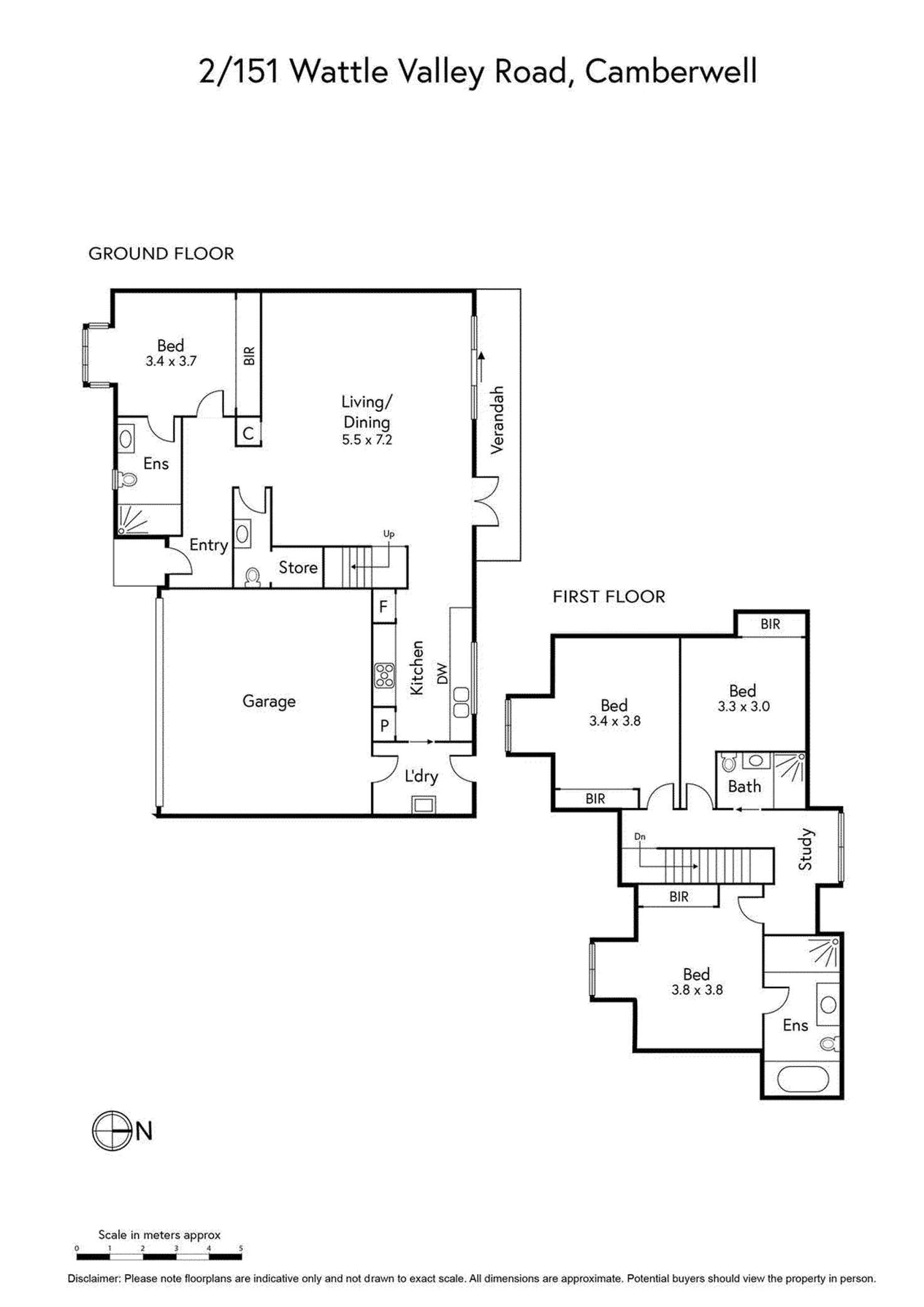 Floorplan of Homely townhouse listing, 2/151 Wattle Valley Road, Camberwell VIC 3124