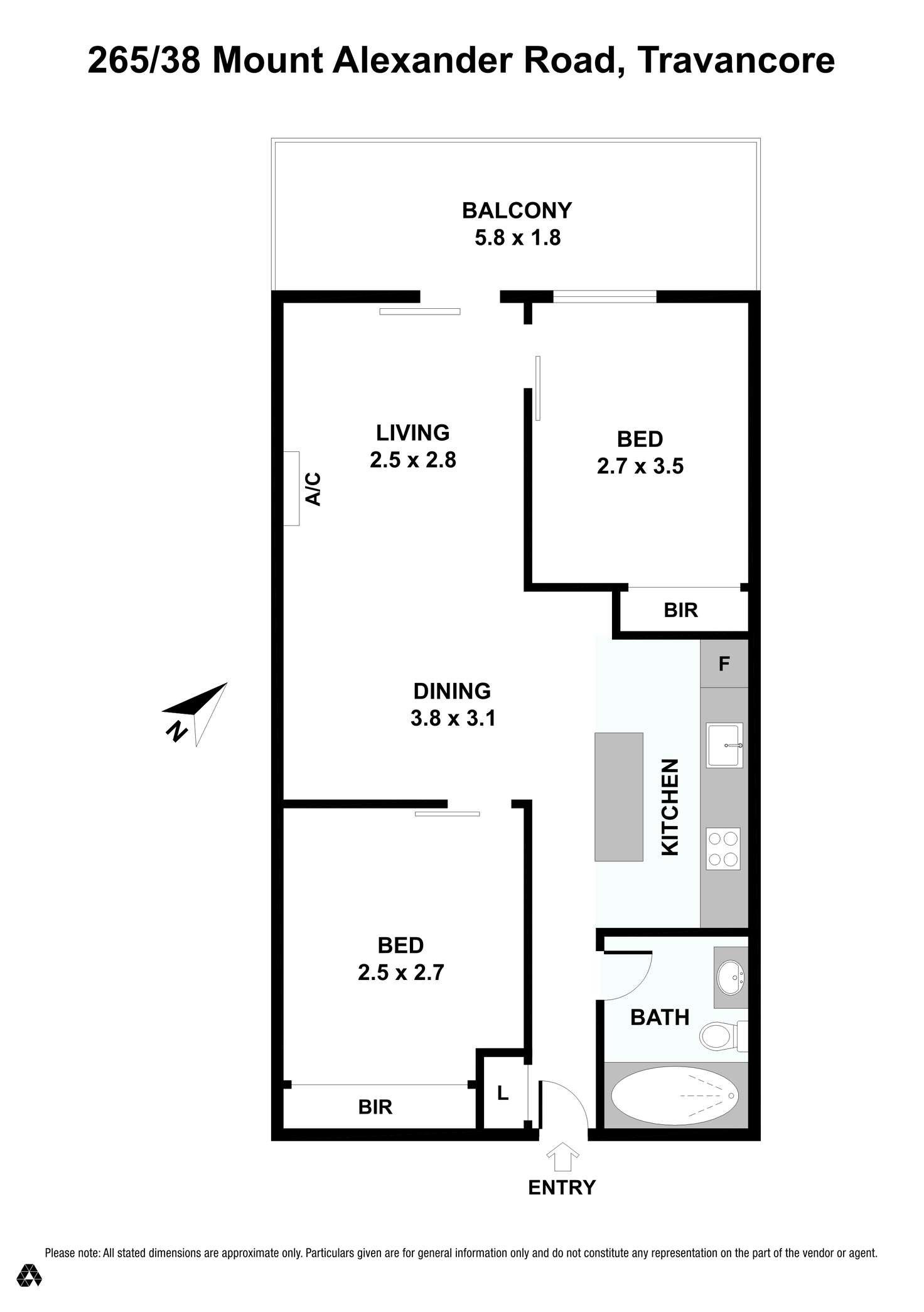 Floorplan of Homely apartment listing, 265/38 Mount Alexander  Road, Travancore VIC 3032