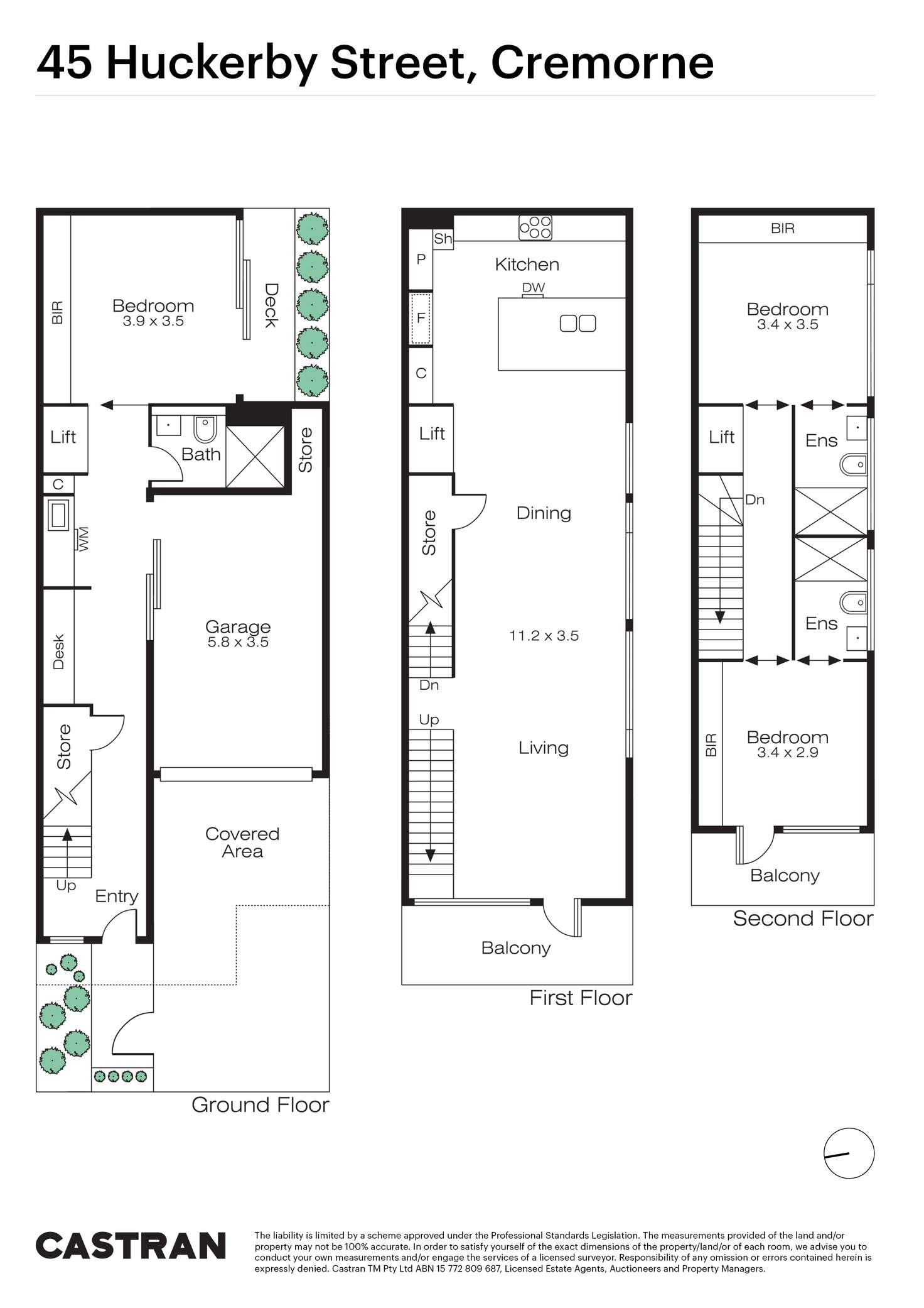 Floorplan of Homely townhouse listing, 45 Huckerby Street, Cremorne VIC 3121