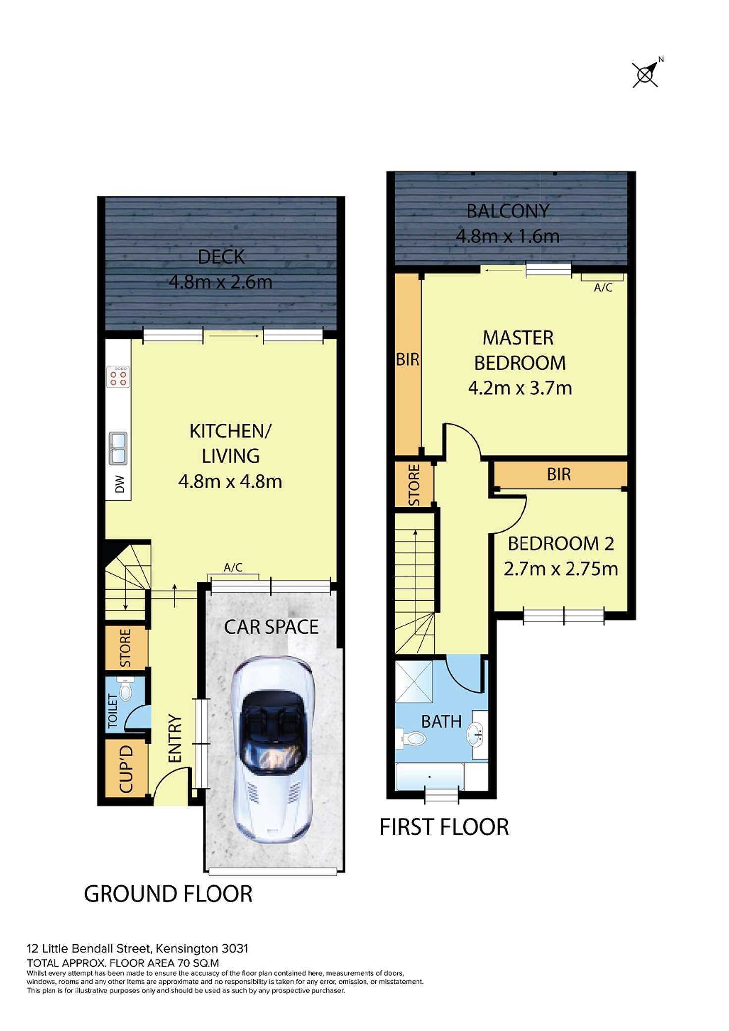 Floorplan of Homely townhouse listing, 12 Little Bendall Street, Kensington VIC 3031