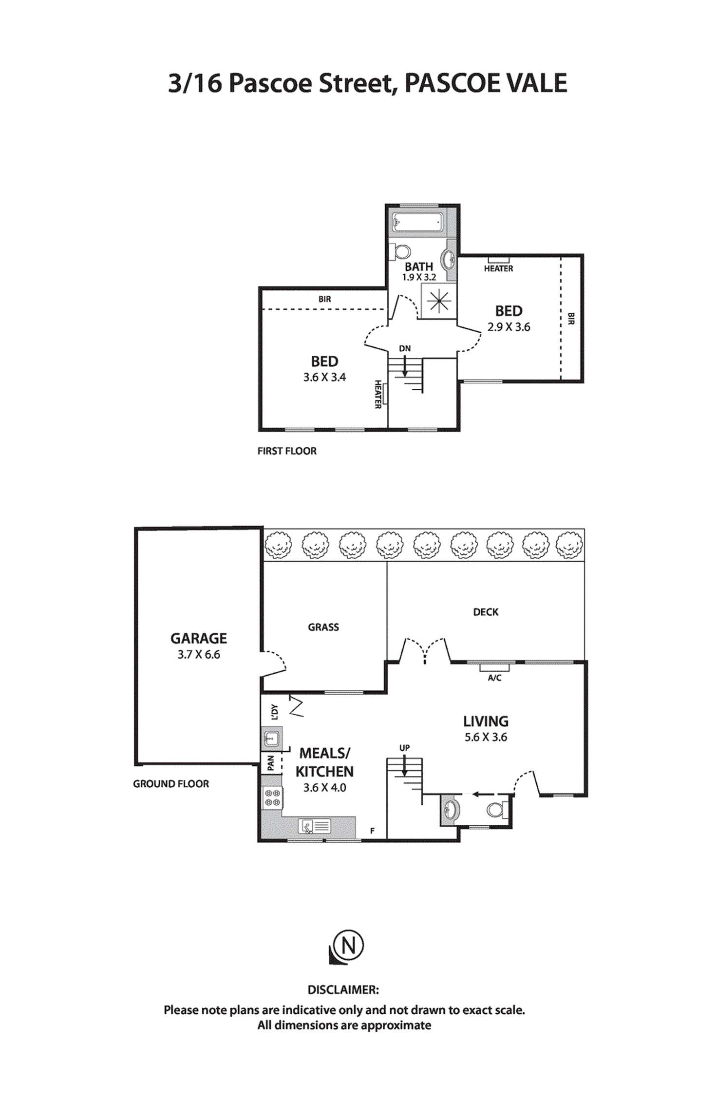 Floorplan of Homely townhouse listing, 3/16 Pascoe Street, Pascoe Vale VIC 3044